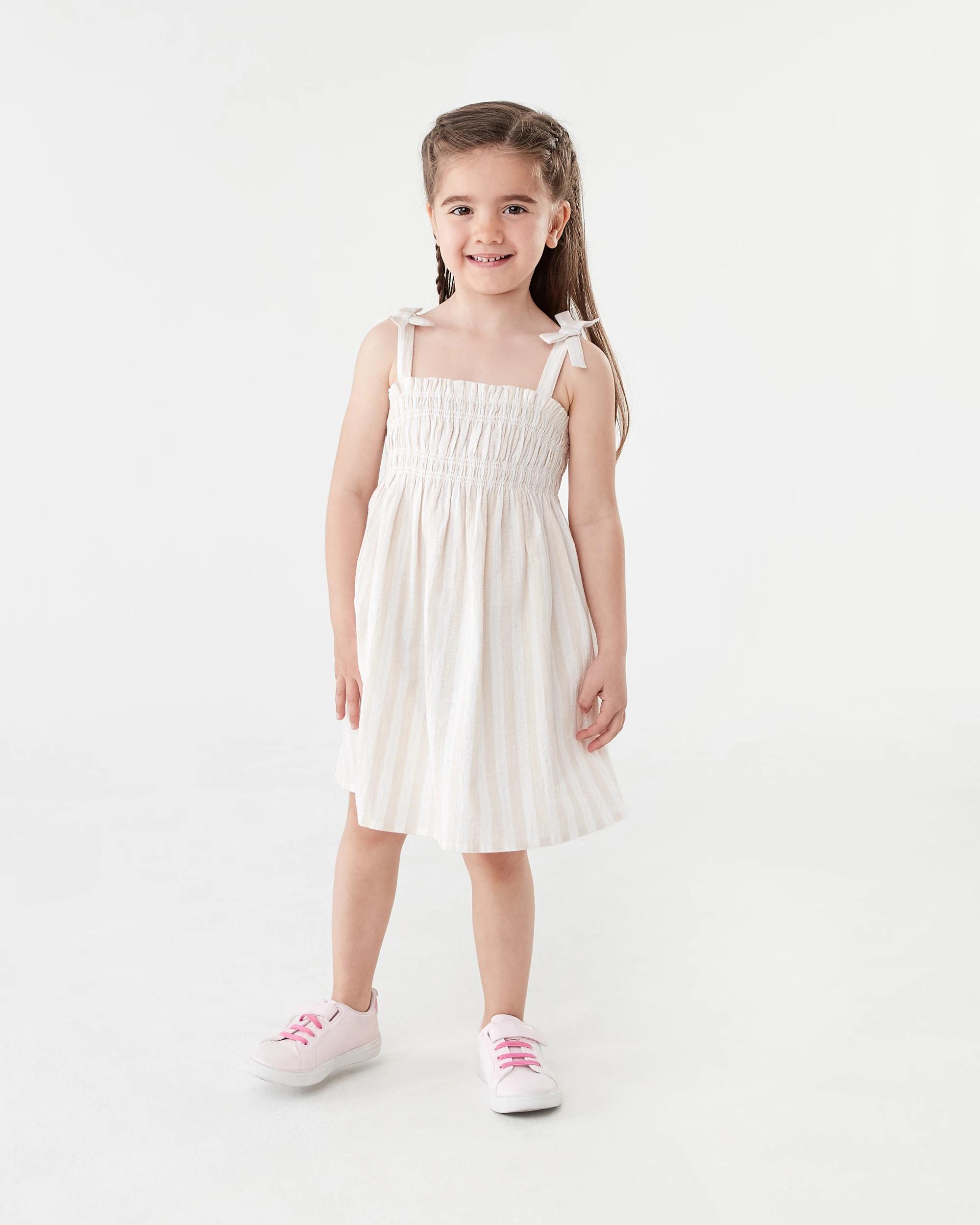 7 Lurex Stripe Smocked Dress Bge Stripe, 7 of 8