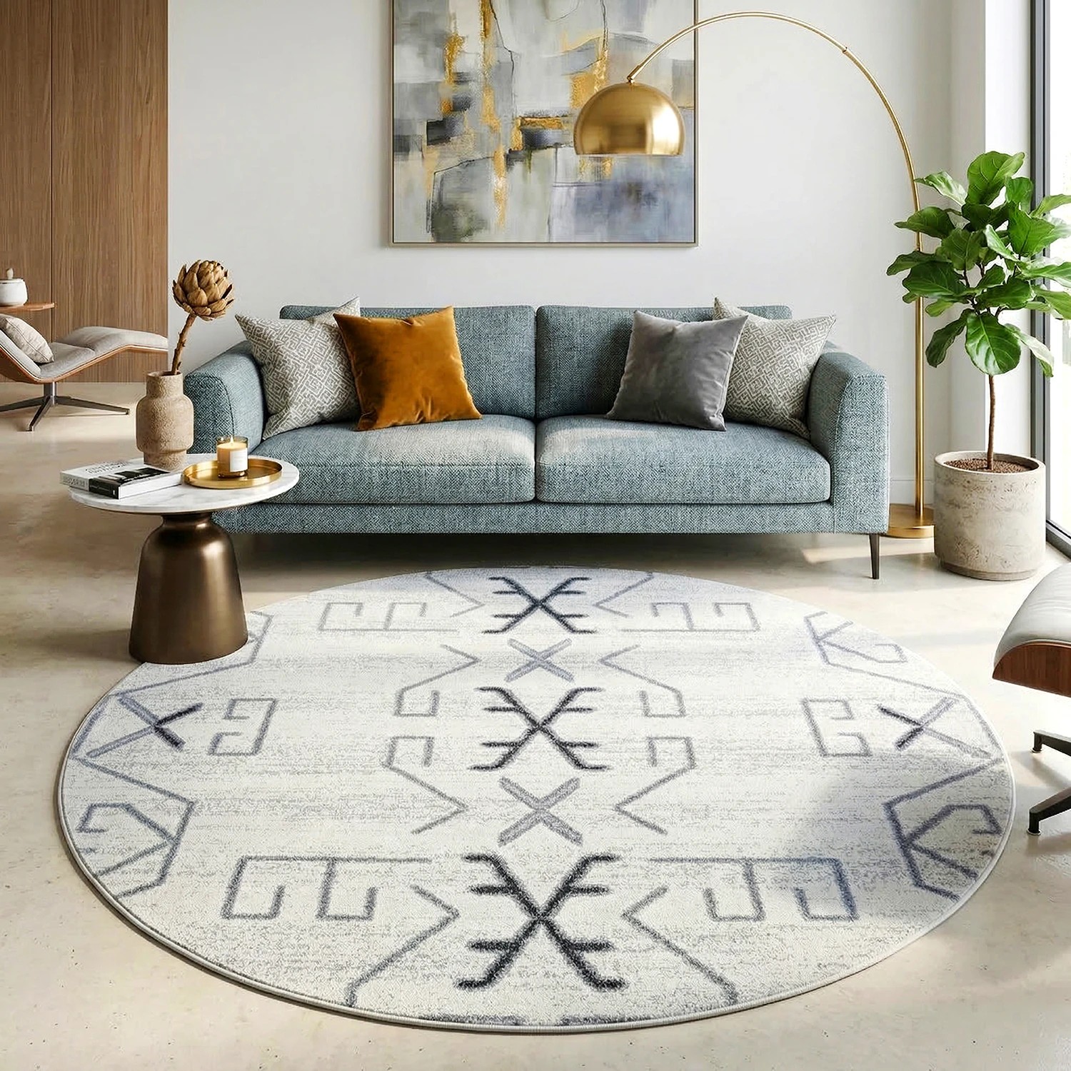 1 Common Ground Rugs Elysium Cala 150x150cm - Small Round Rug - Natural, 1 of 6