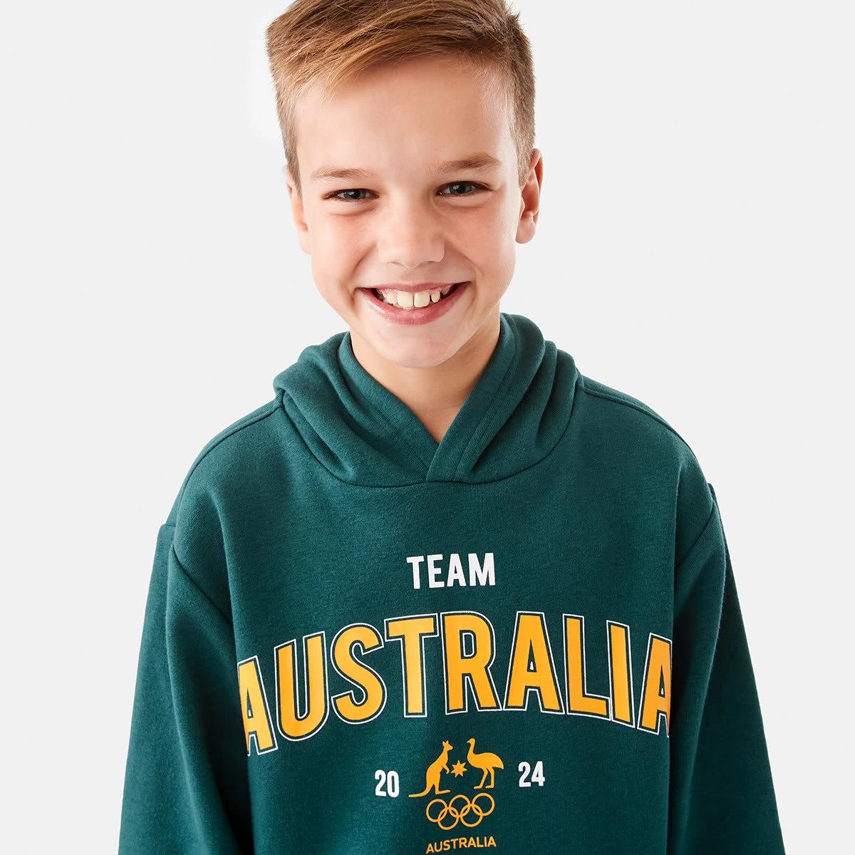 3 Active Kids Olympics Team Aus Youth Hoodie Oz Green, 3 of 9