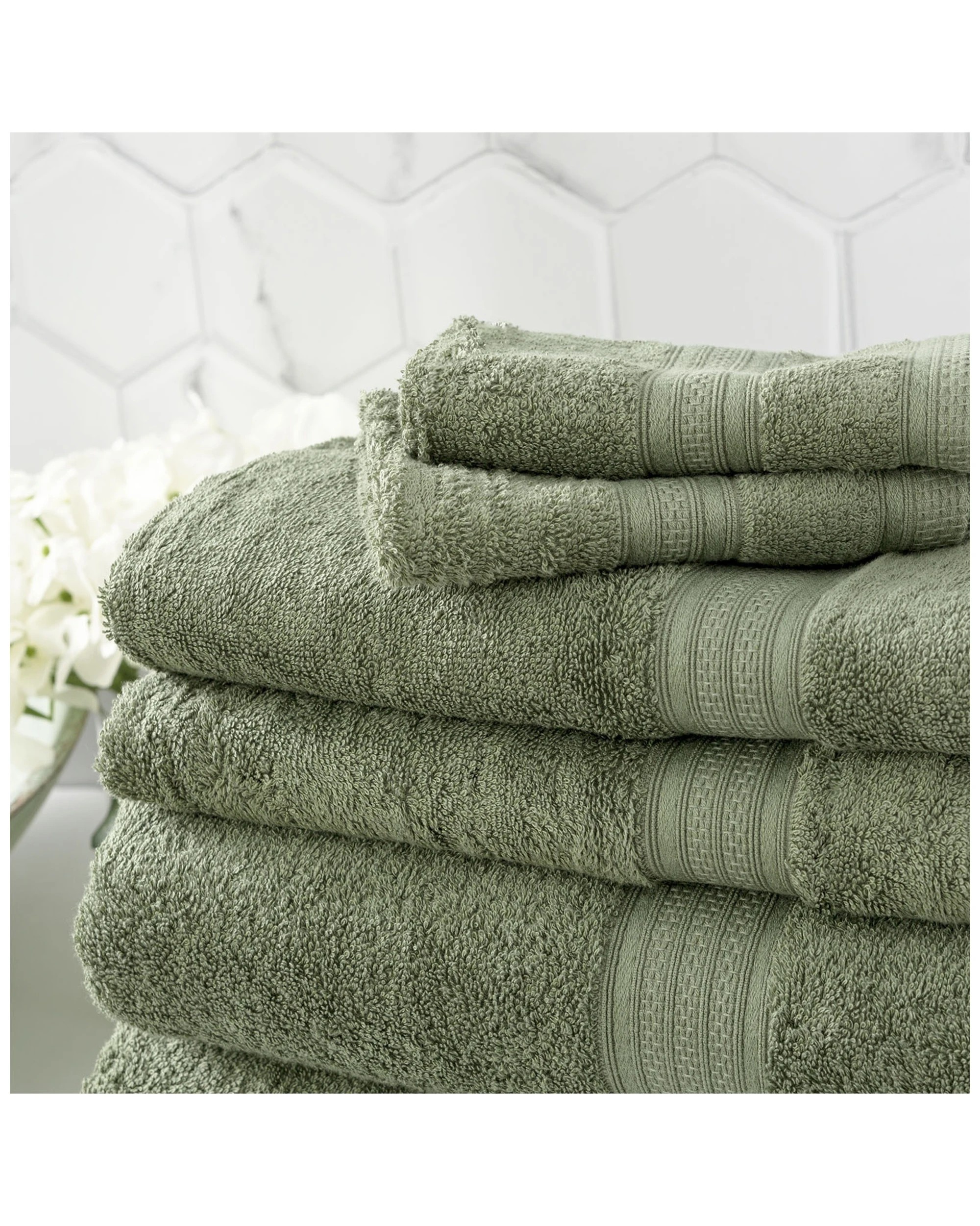2 4pc Renee Taylor Stella Shower Bath Towel Soft Bamboo Cotton 650 Gsm Jade
 - Green, 2 of 3