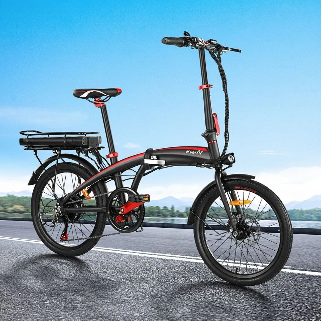 5 Everfit Folding Electric Bike Urban City Bicycle eBike Rechargeable Battery 250W - Black, 5 of 5