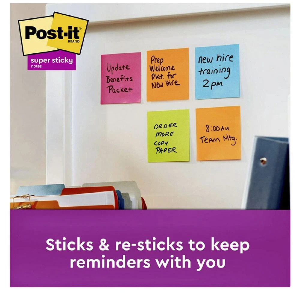 6 Post-it Super Sticky Notes 76 x 76mm Energy Boost 5 Pack, 6 of 10