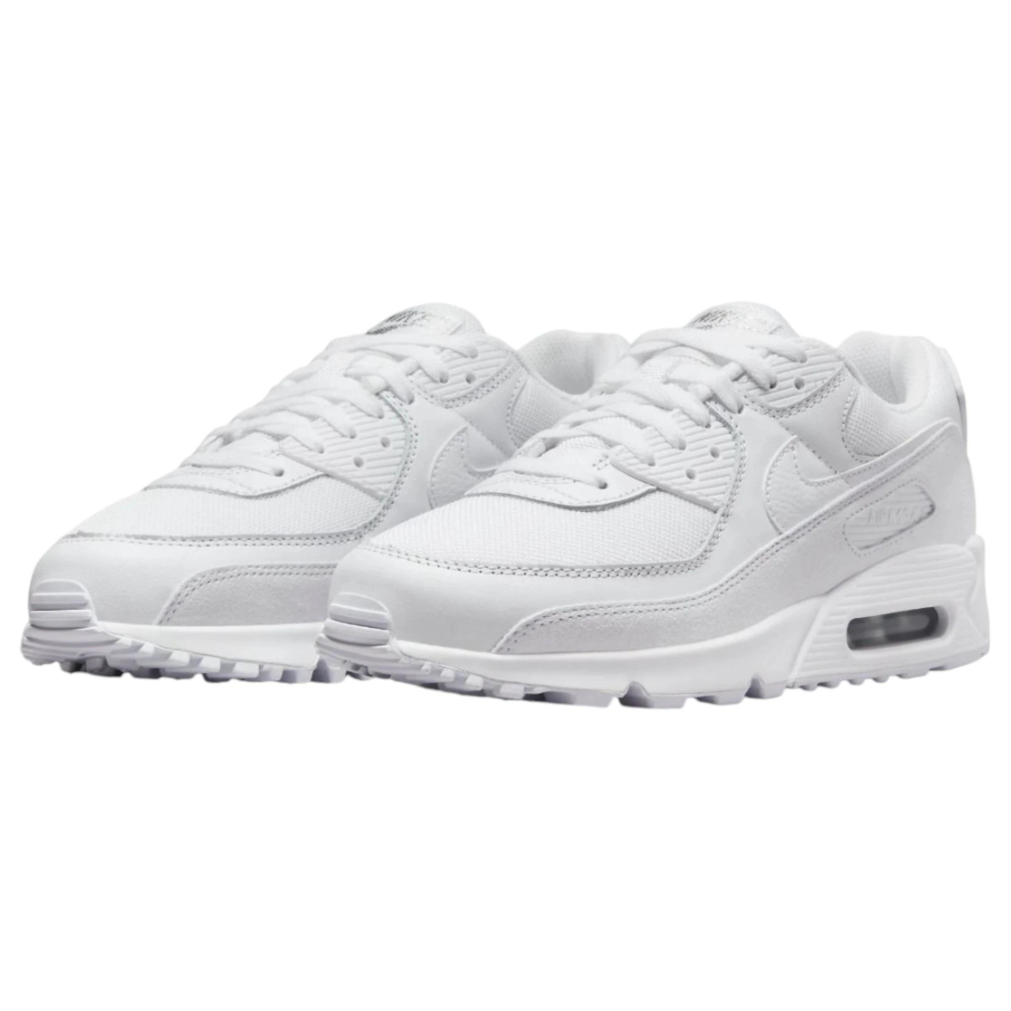 2 Nike Mens Air Max 90 Premium Triple White Athletic Shoes WHITE, 2 of 7