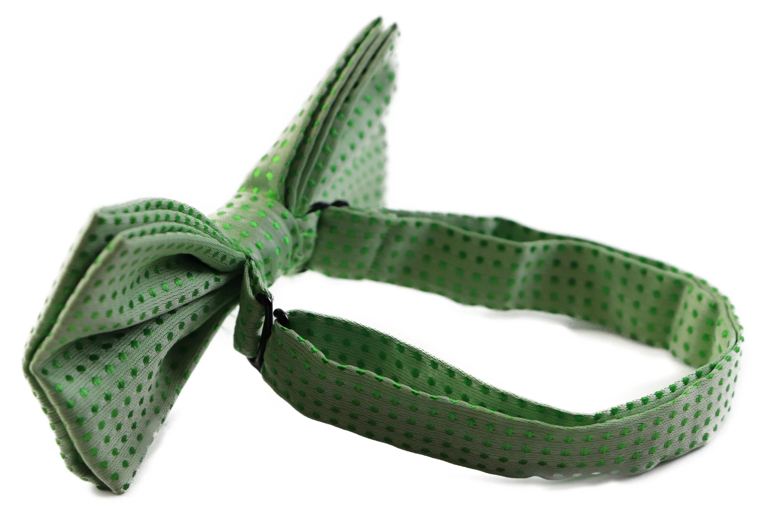 3 Zasel Mens Light Green Polka Dot Patterned Bow Tie - Green, 3 of 3