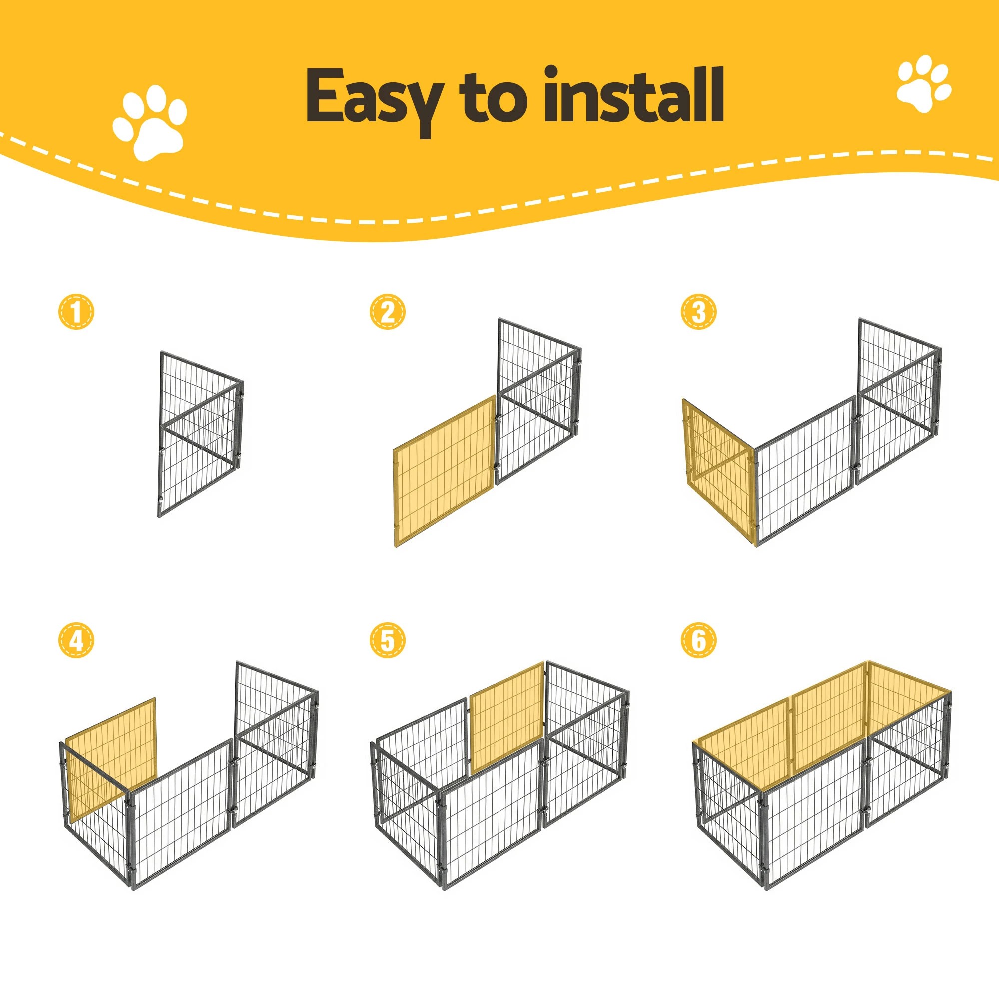 9 i.Pet Large Dog Crate Cage Playpen 129cm Puppy Pen Pet Enclosure 50'' - Black, 9 of 9