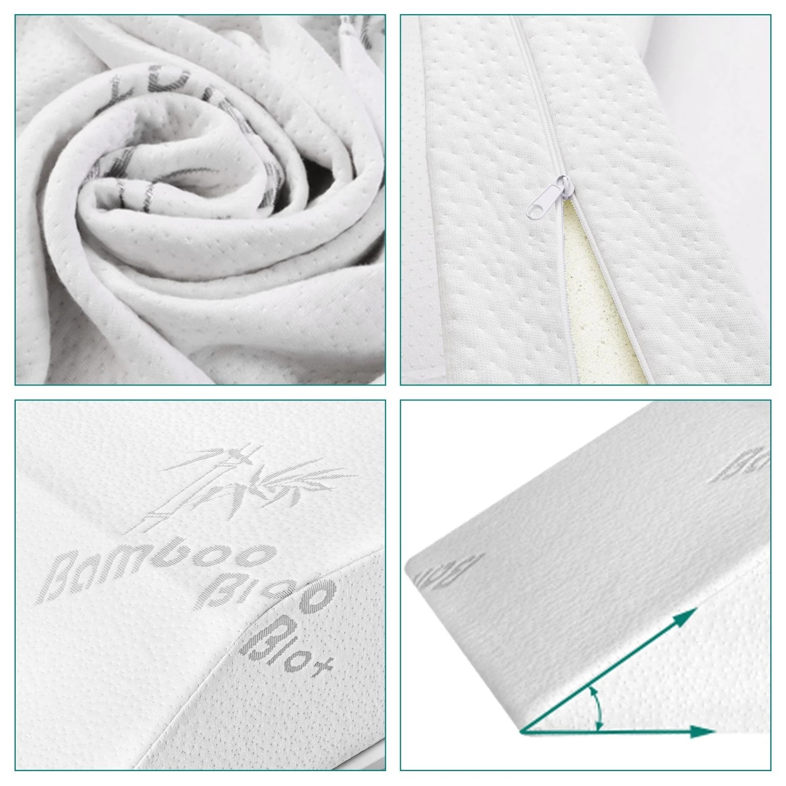 2 Starry Eucalypt Memory Foam Leg Pillow Elevation Wedge Back Rest Cushion Bamboo - White, 2 of 3