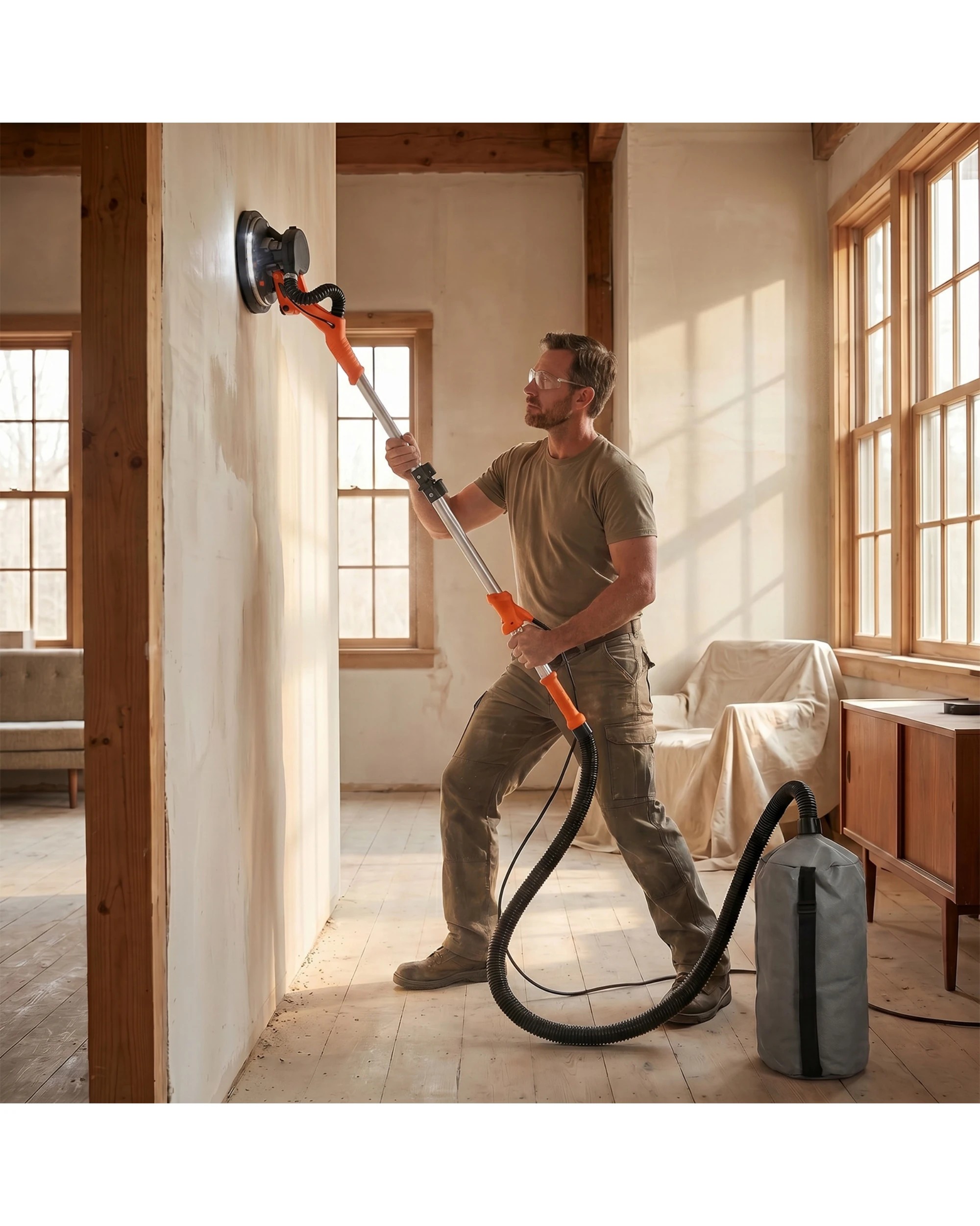 2 Advwin Drywall Sander 950W Electric Drywall Sander Vacuum 7-Level Speed 1000-2300RPM - Orange, 2 of 10