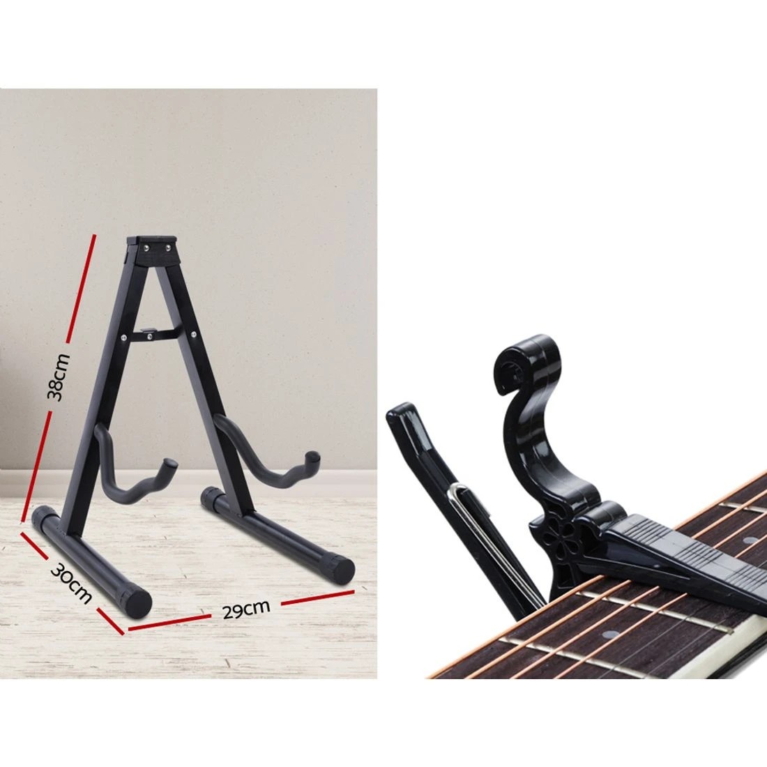 3 Alpha 41 Inch Acoustic Guitar Equaliser Electric Output Cutaway w/ Stand - Black, 3 of 7