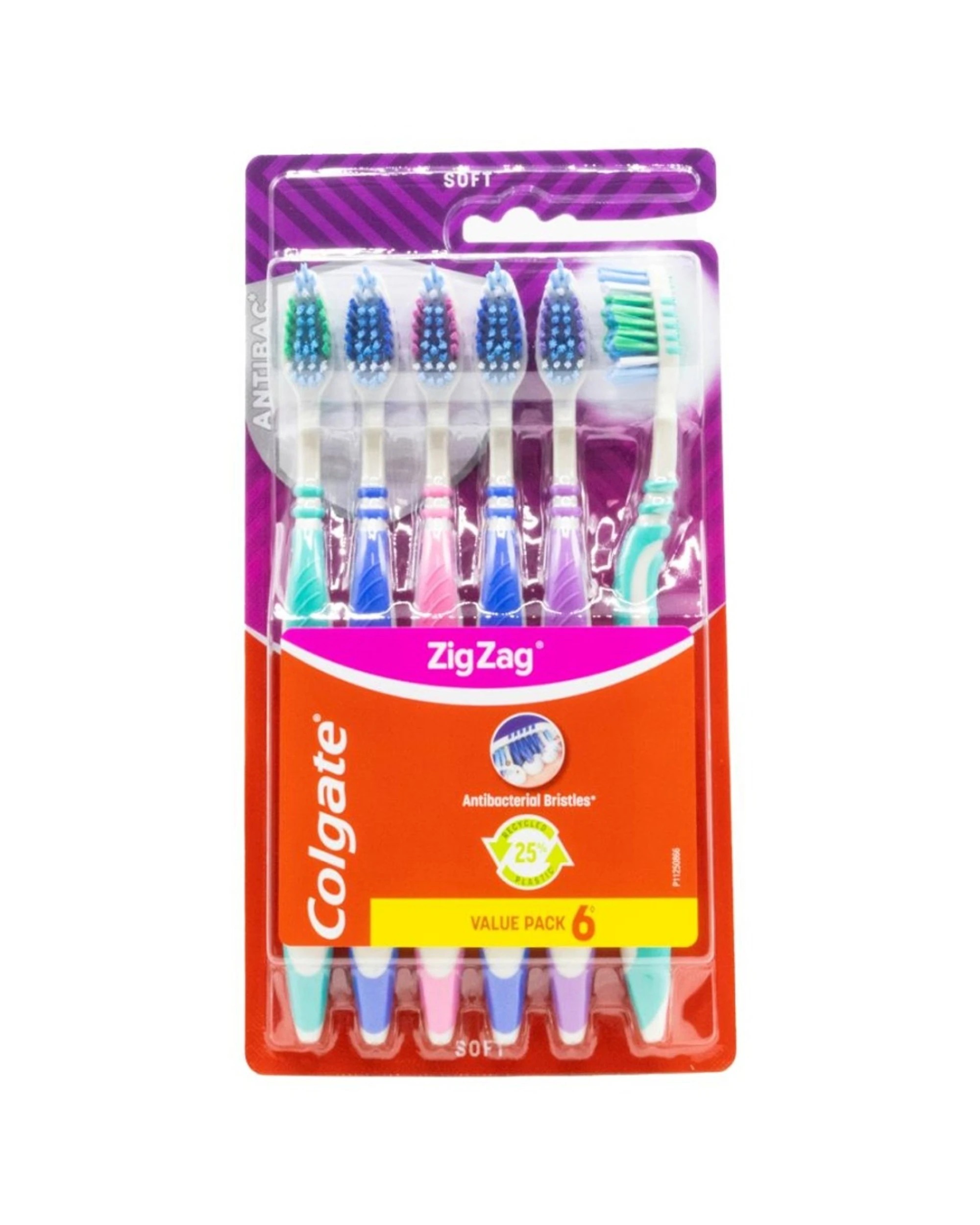 2 Colgate Zig Zag Antibacterial Bristle Toothbrush Set Soft 6PK Dental Care - Multi, 2 of 3