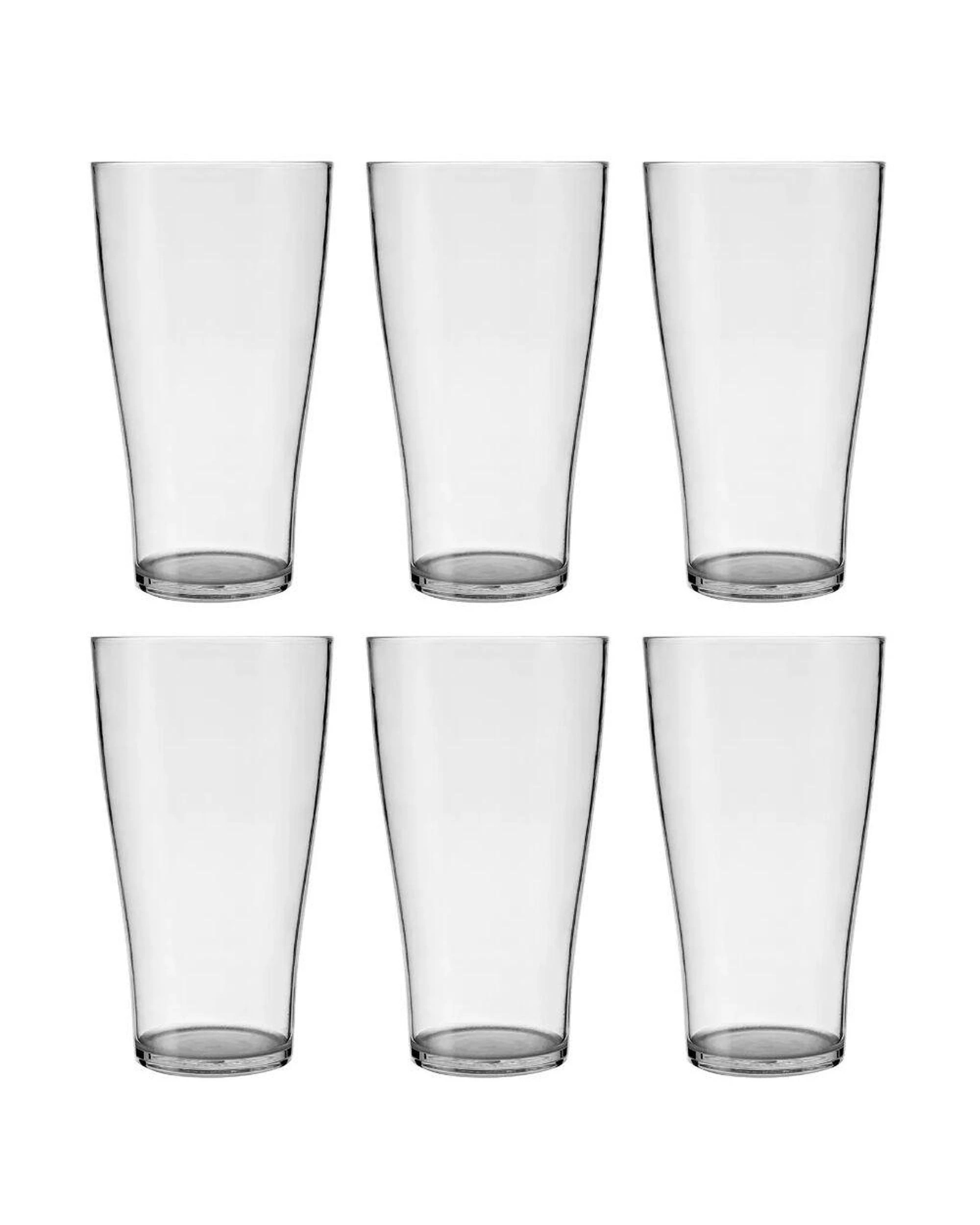 1 Crown Polycarbonate 425ml Schooner Beer Glass Set of 6 - Clear, 1 of 2