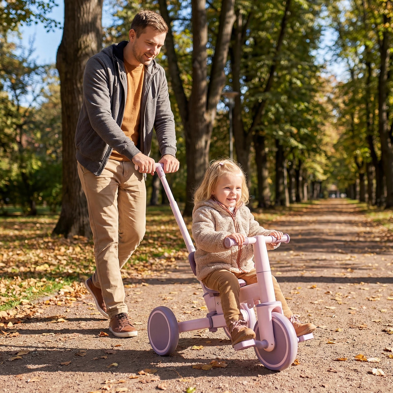 8 Advwin 5-in-1 Toddler Tricycle with Push Handle Foldable Kids Balance Bike for Boys and Girls - Purple, 8 of 9