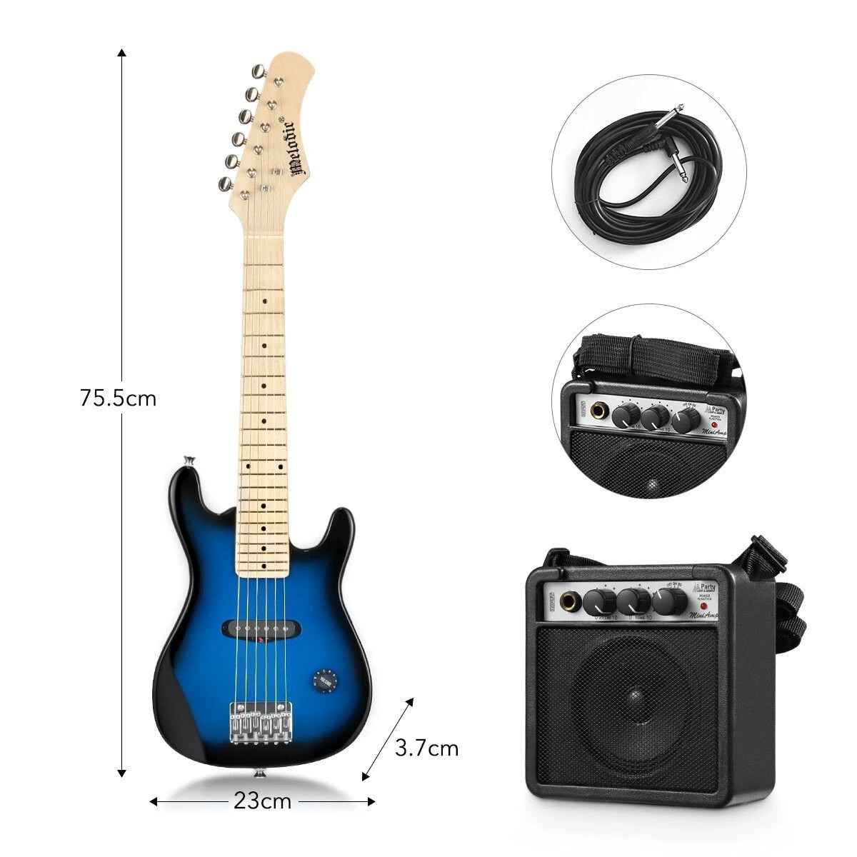 3 Melodic 30 Inch Children Kids Electric Musical Instrument Guitar w/ 5W Amp Picks, 3 of 3