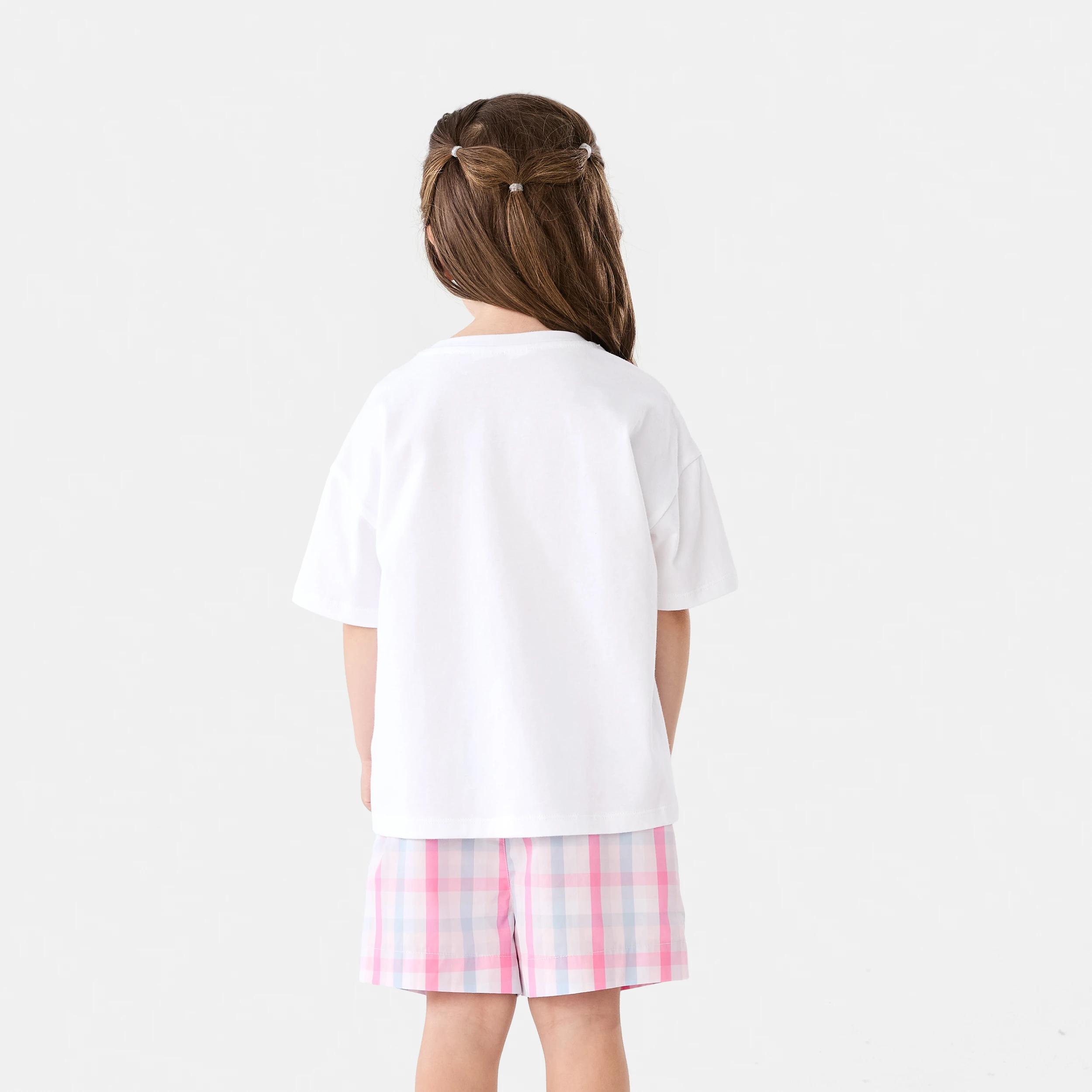 2 Short Sleeve Knit Woven Pyjama Set PINK CHECK, 2 of 9