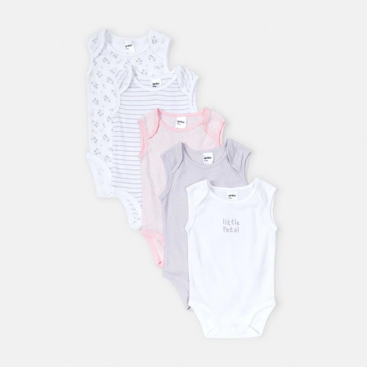 1 5 Pack Sleeveless Bodysuits Floral, 1 of 10