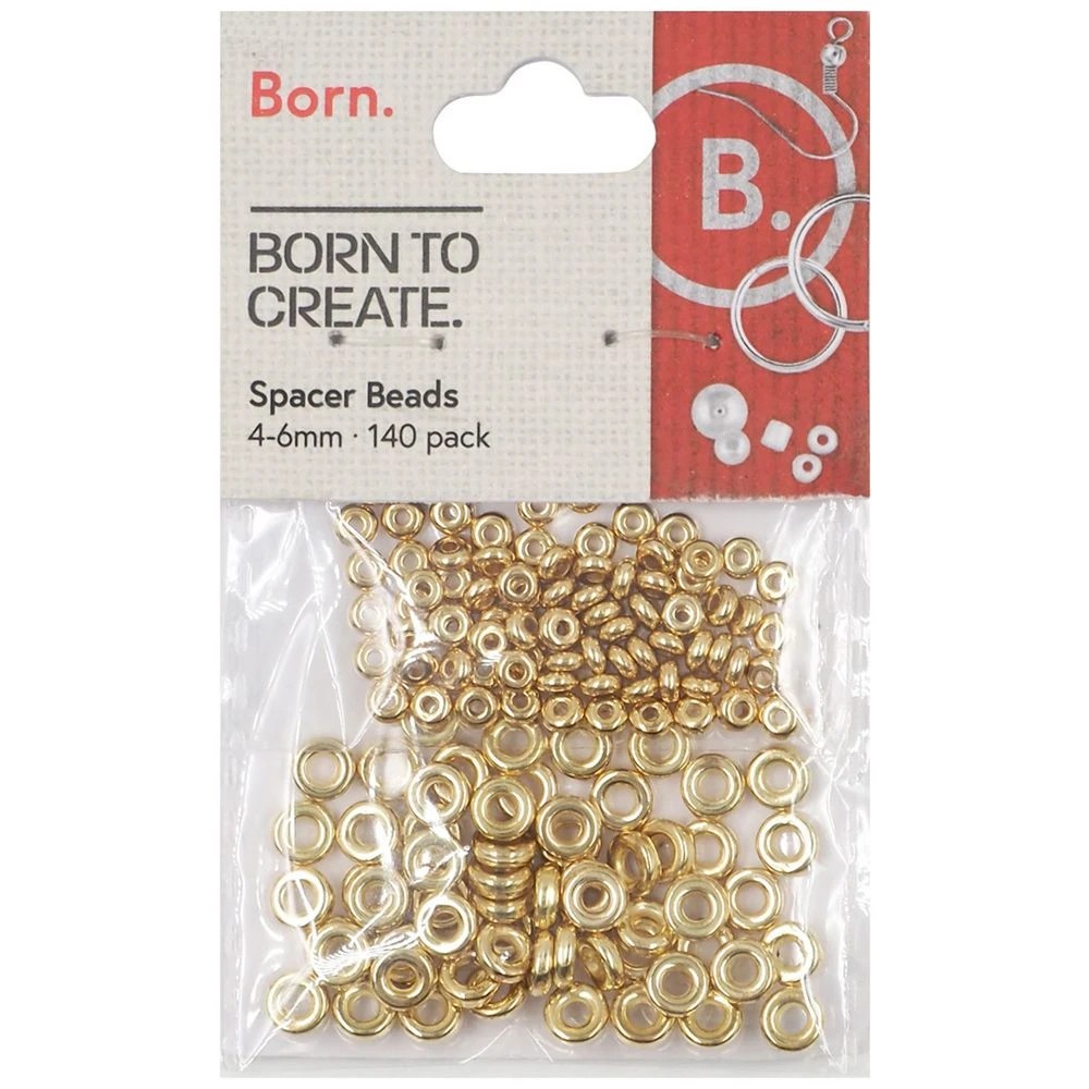 1 Born Metal Spacer Beads Gold 4-6mm 140 Pack, 1 of 1