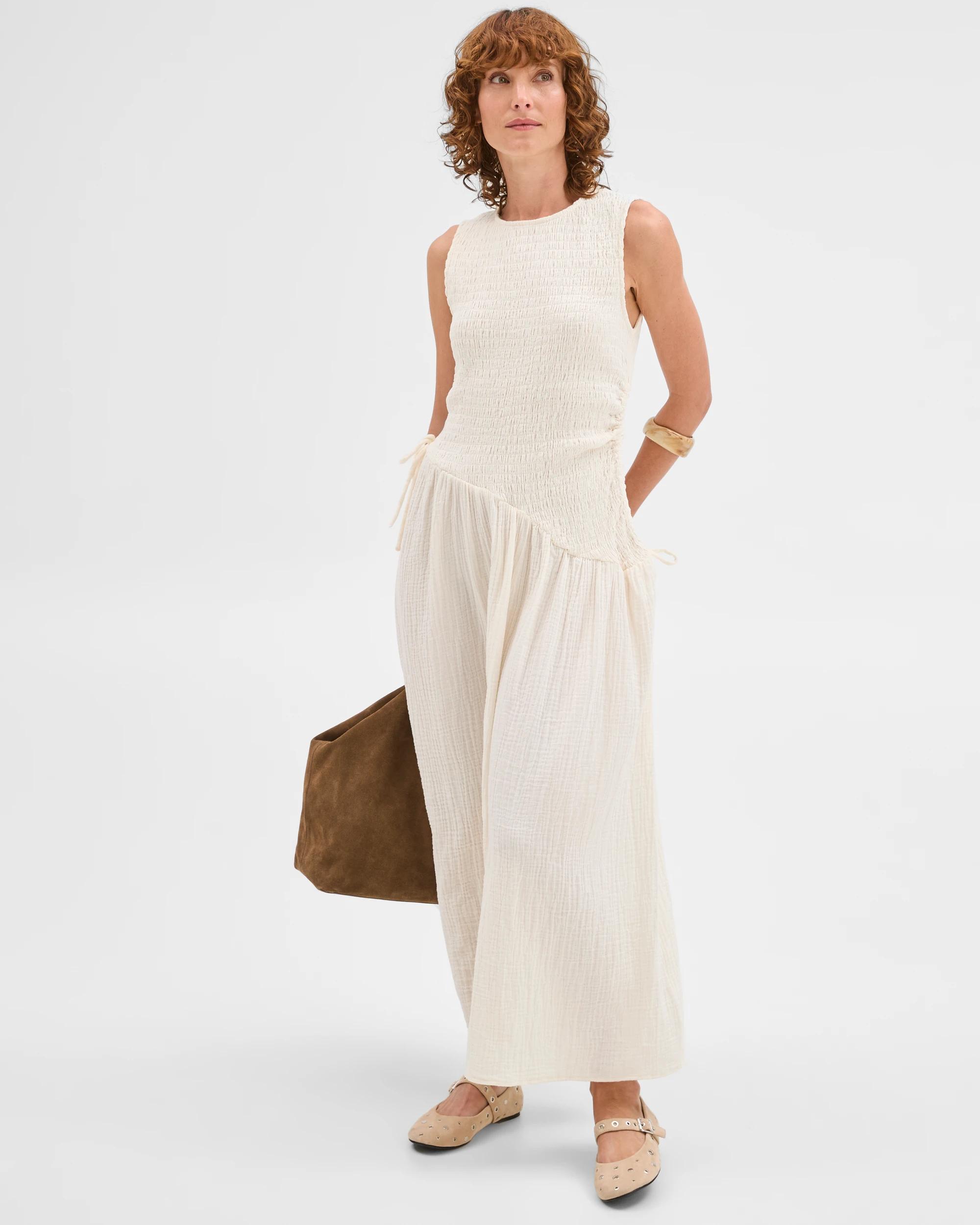 2 Target Woman Australian Cotton Resort Woven Asymmetrical Midi Dress WHITE, 2 of 7