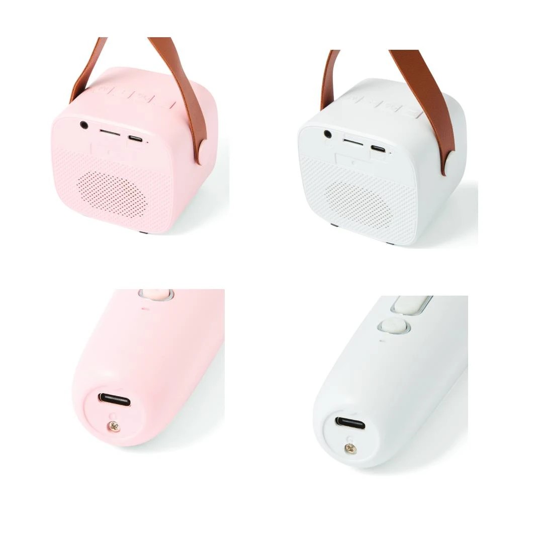 5 Portable Mini Karaoke Speaker - White and Pink, 5 of 9