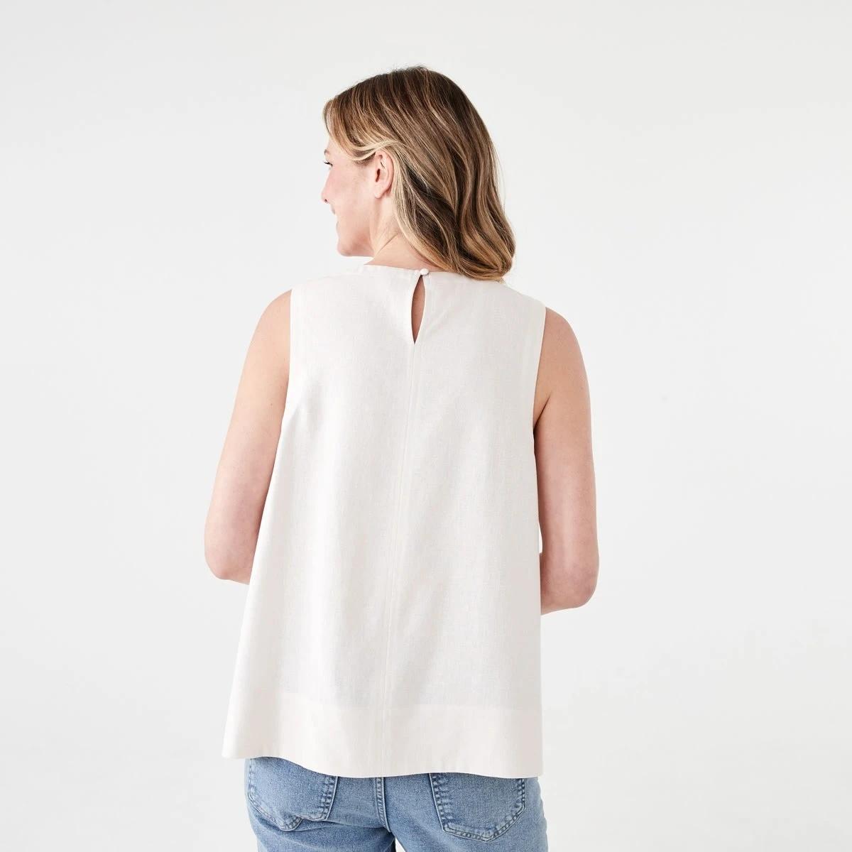 3 Sleeveless Linen Blend Swing Tank NATURAL BEIGE, 3 of 5