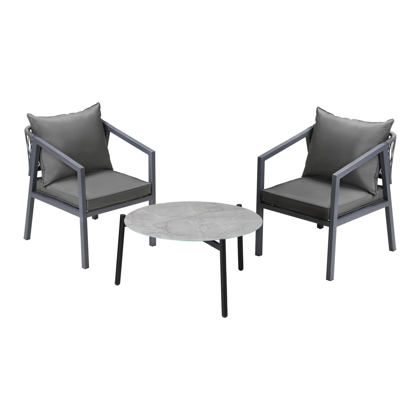 8 Livsip 3PCS Outdoor Patio Setting Furniture Lounge Set Grey 70cm Coffee Table - Multi, 8 of 9