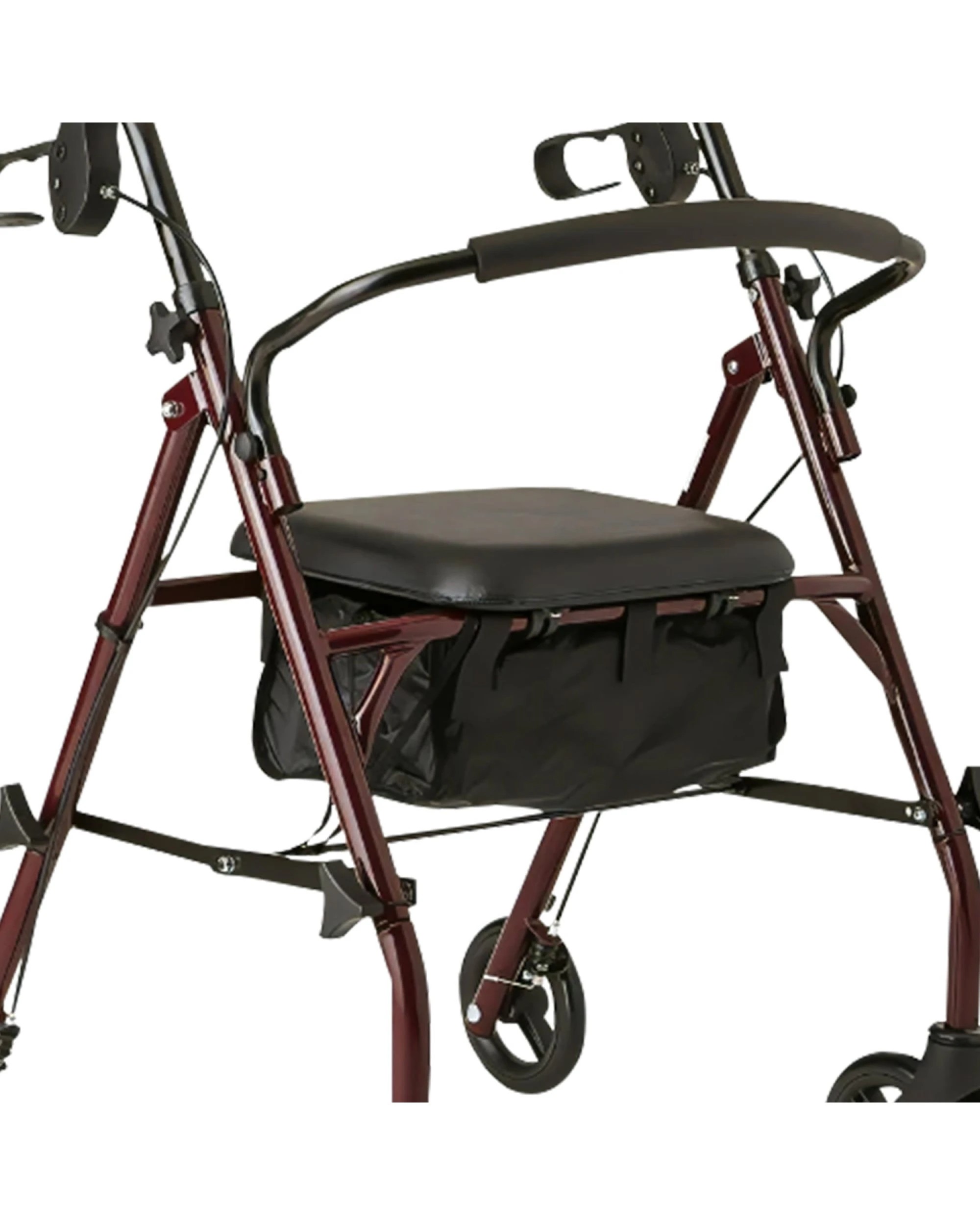 6 Orthonica Folding Steel Rollator 4-Wheel Walker, Adjustable Handles, Storage Seat - Black, 6 of 8