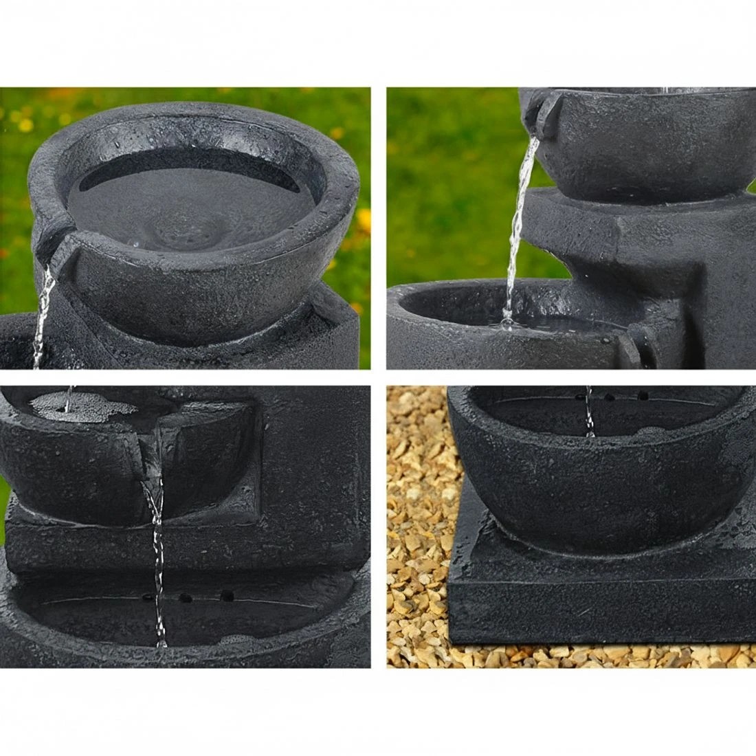 5 Gardeon Solar Water Feature Cascading Fountain 3-Tier Bowl LED Lights 60CM - Blue, 5 of 8