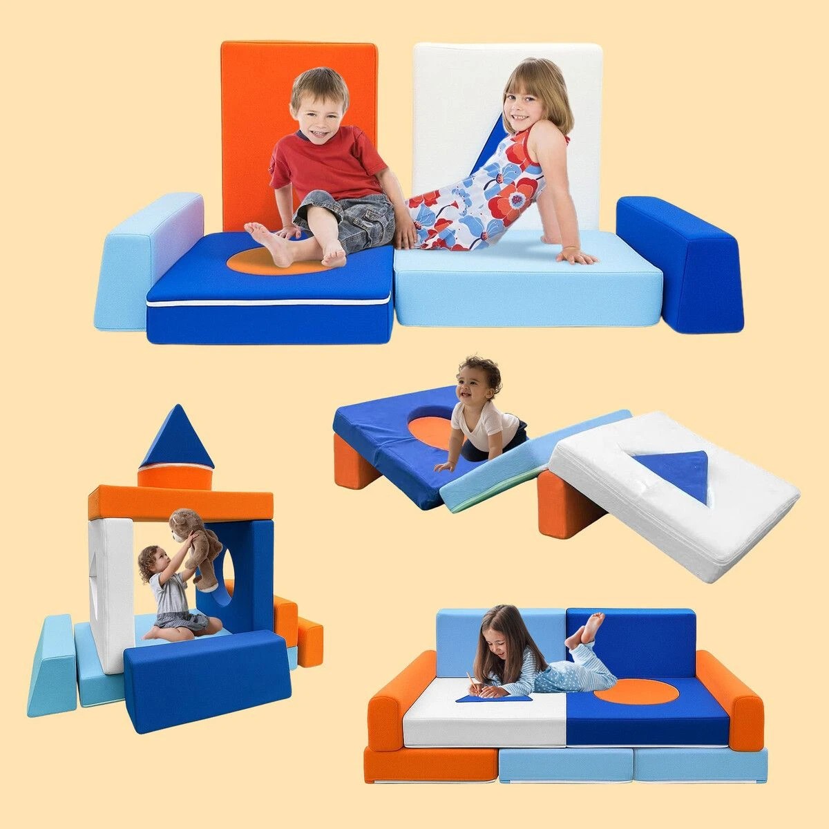 2 Ausway Kids Sofa Set Modular Couch Play Lounge, 2 of 3