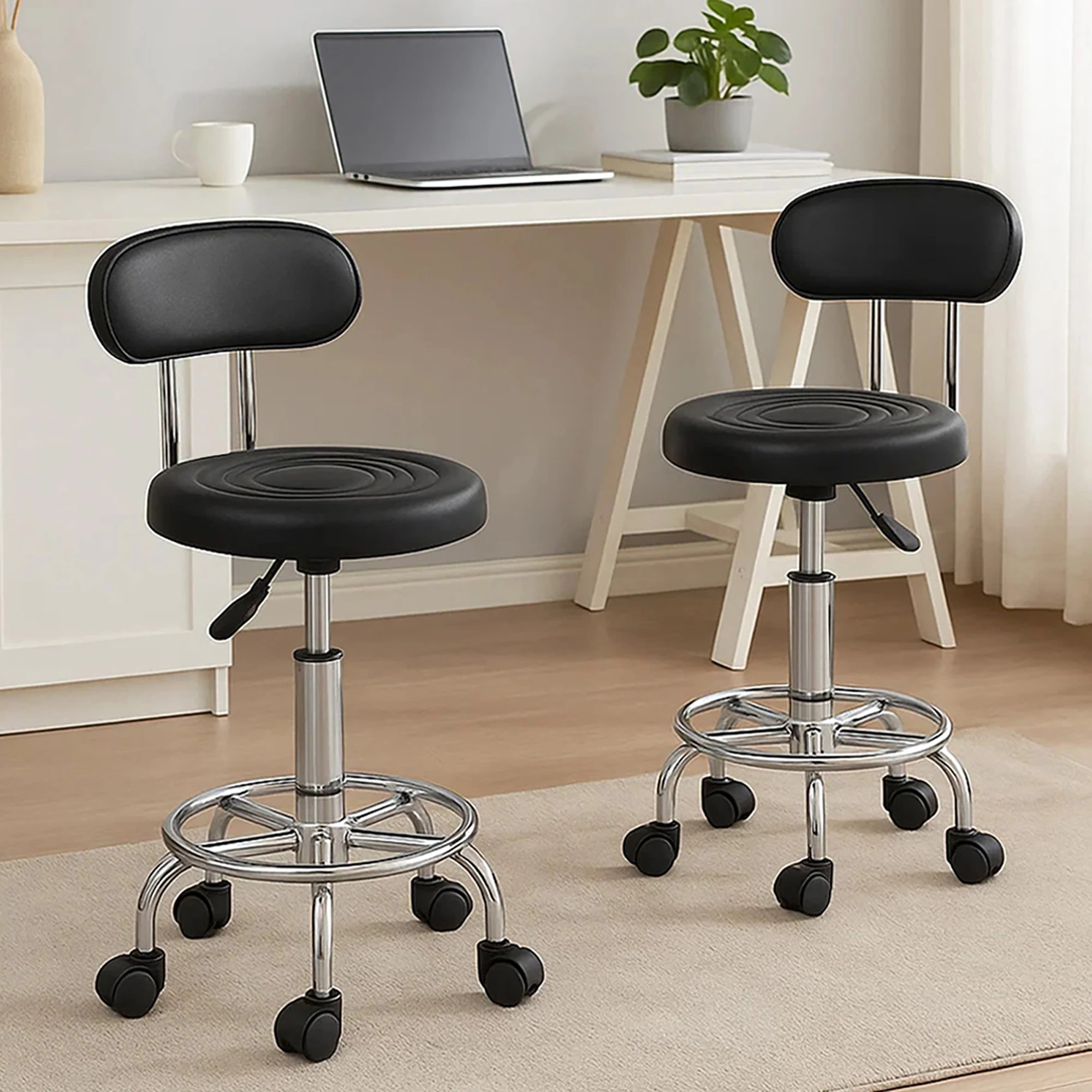 8 Levede 2x Salon Stool Swivel Hydraulic Lift - Black, 8 of 8