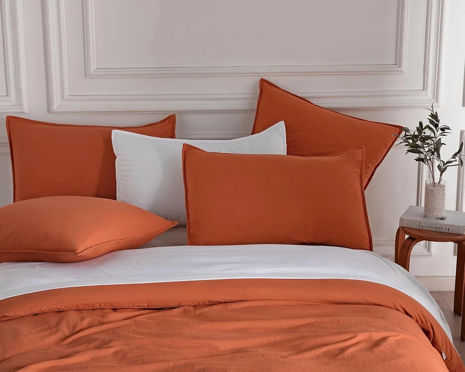 2 CleverPolly 100% Vintage Washed Microfibre Quilt Cover Set - Terracotta - Super King Bed, 2 of 6