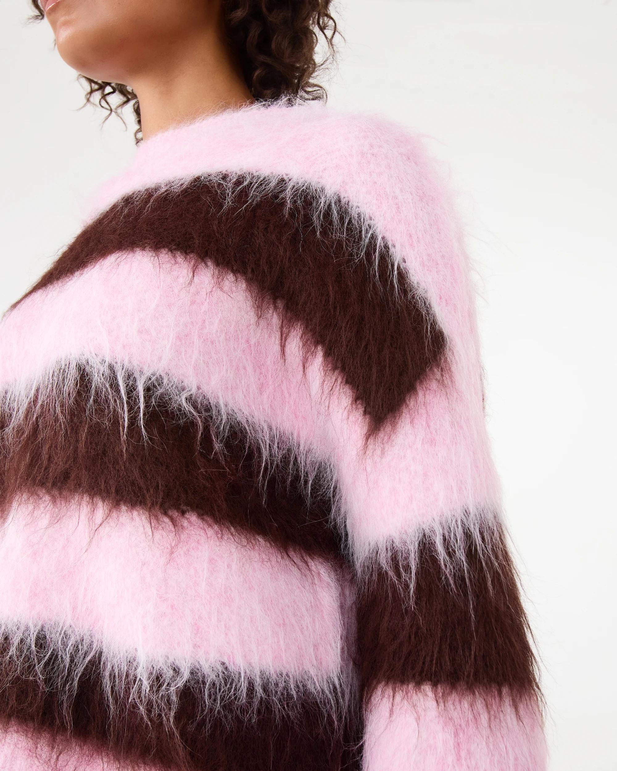 7 Fluffy Knit Jumper Pnk Stripe, 7 of 8