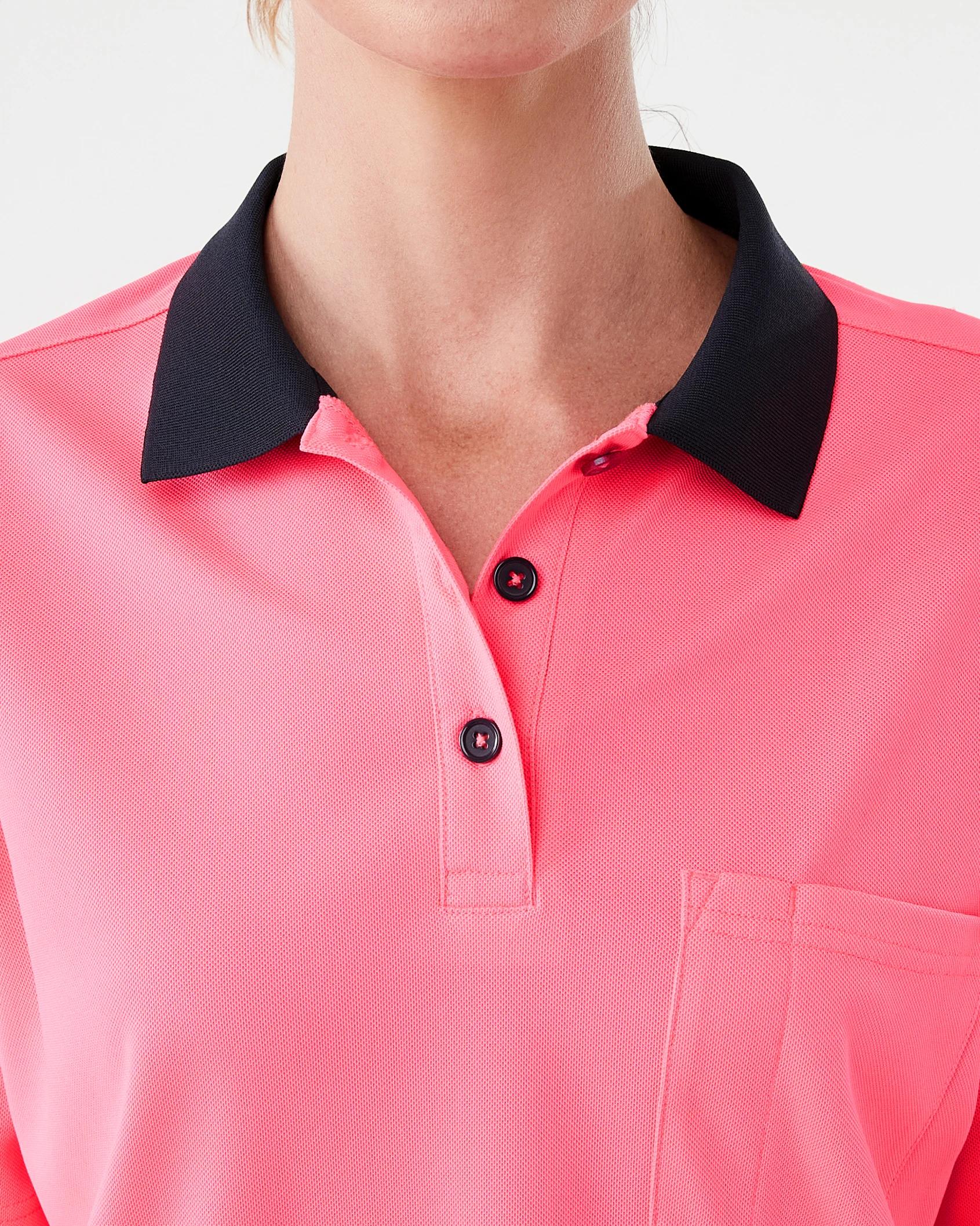 5 Workwear Short Sleeve Cool Polo Shirt SAFETY PINK, 5 of 7