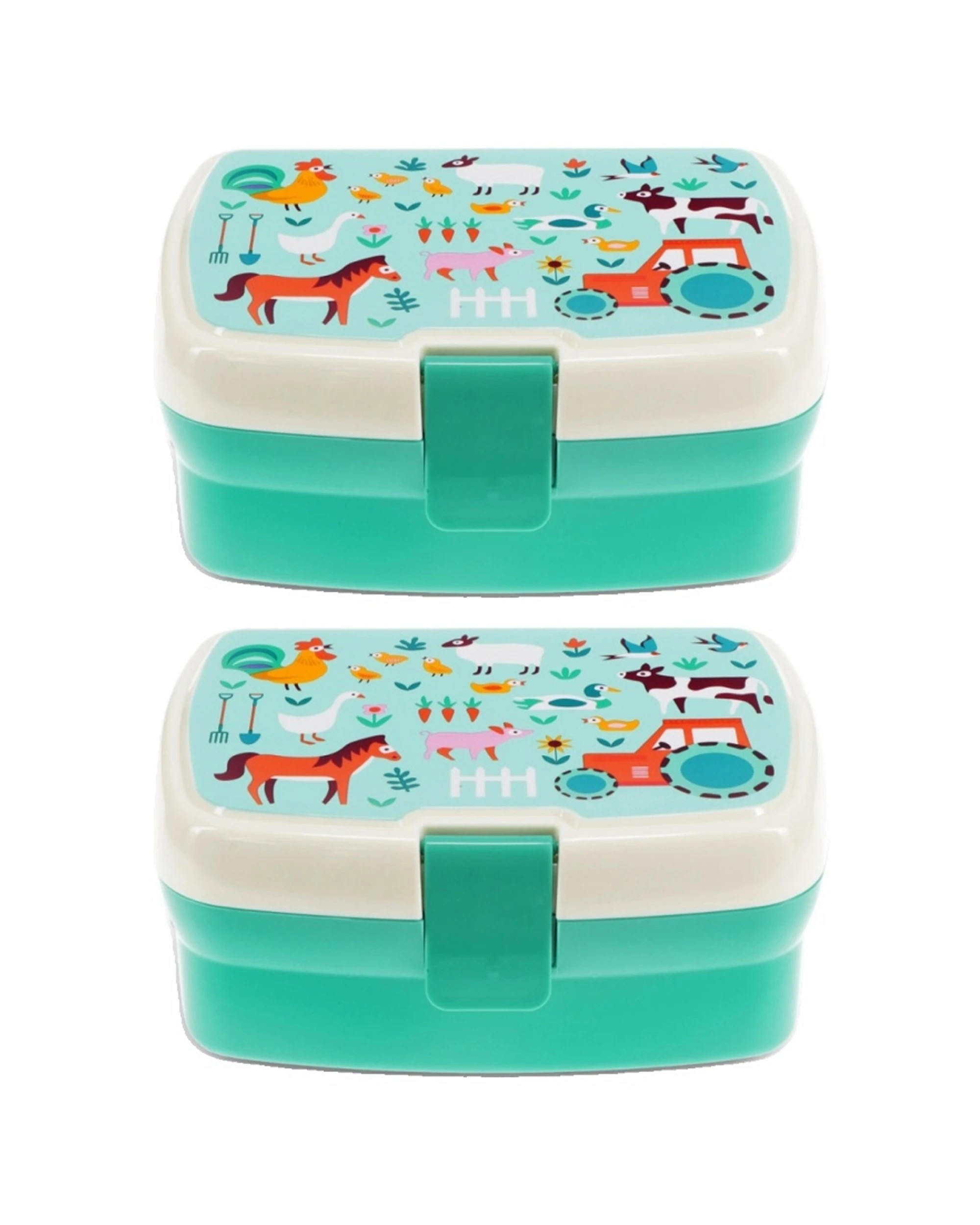 1 Rex London 2PK Kids Farmyard Lunch Box With Removable Tray & Multiple Compartments - Multi, 1 of 3