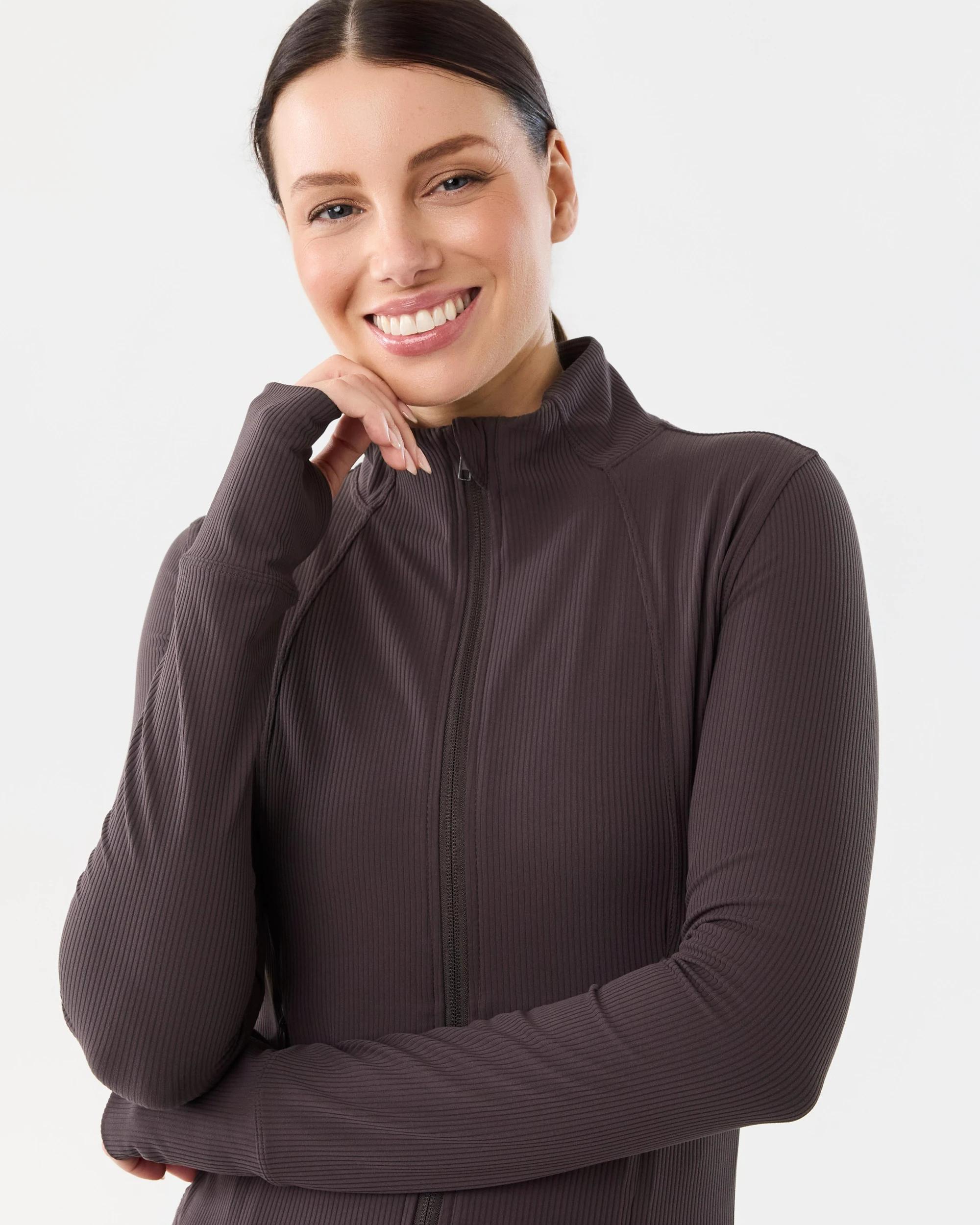 4 Active Womens Ultrasoft Rib Jacket Espresso, 4 of 7