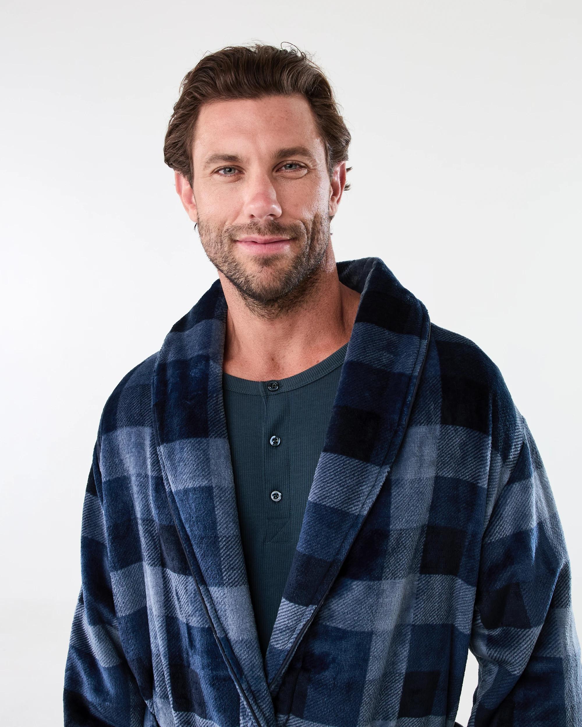 4 Check Coral Fleece Gown Arthurchek, 4 of 8