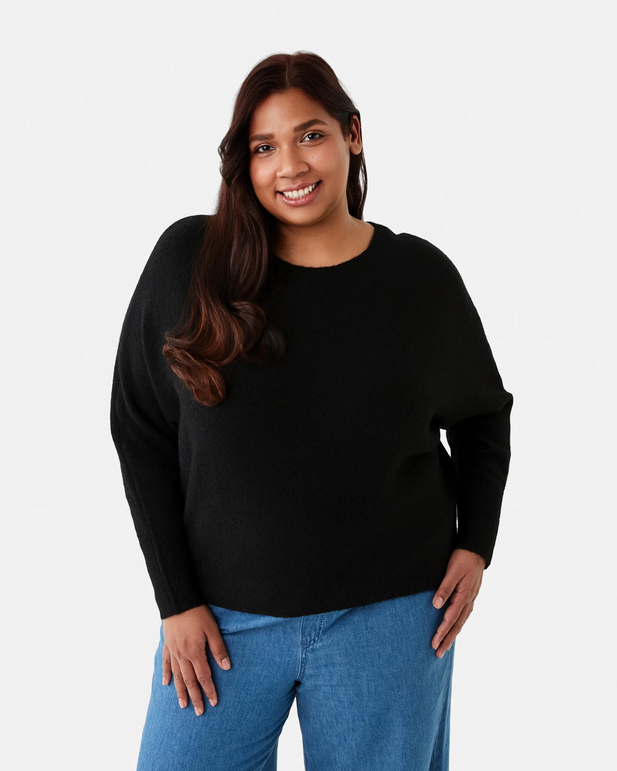 1 Curve Long Sleeve Dolman Jumper Black, 1 of 6