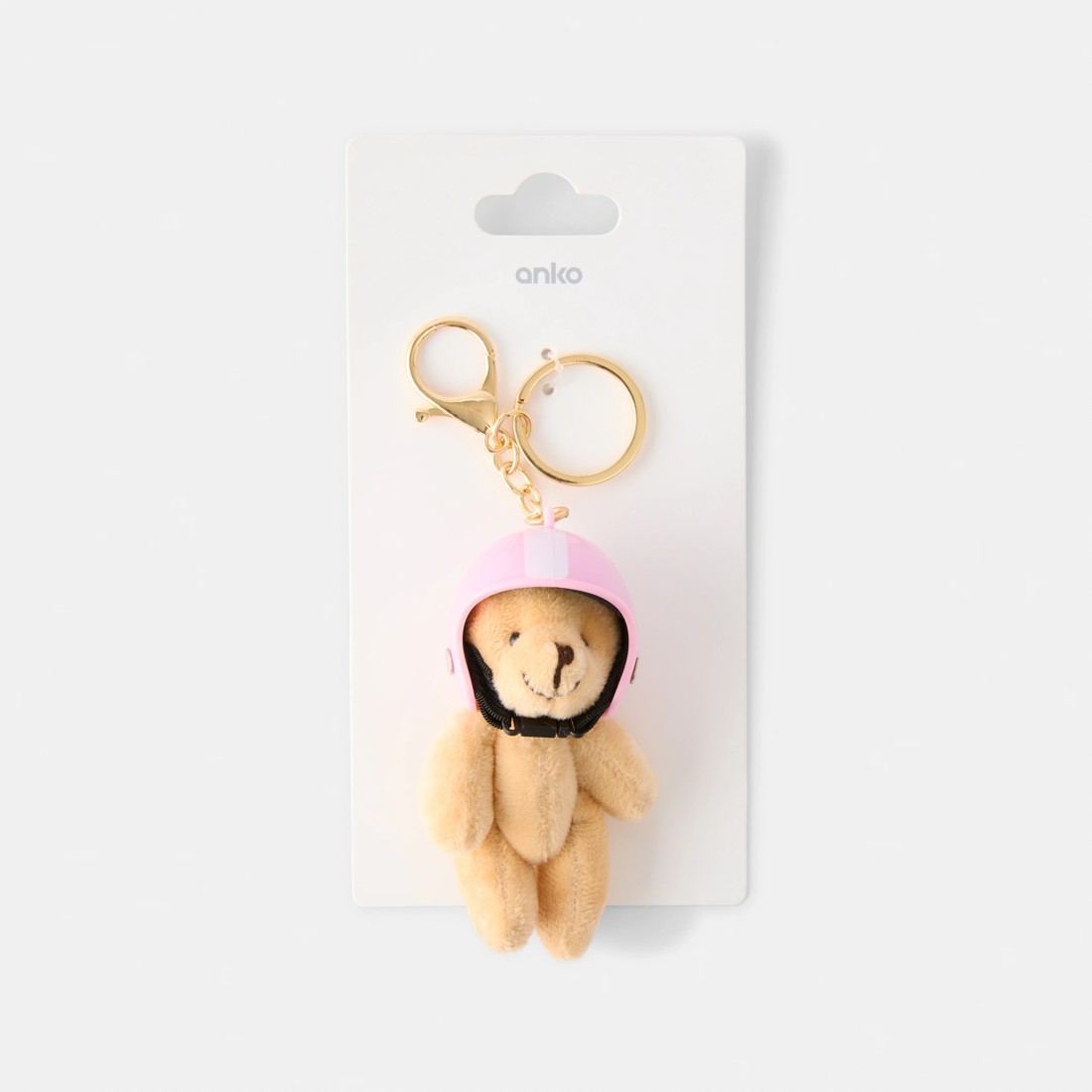 3 Helmet Bear Charm Keyring - Gold Tone, 3 of 3