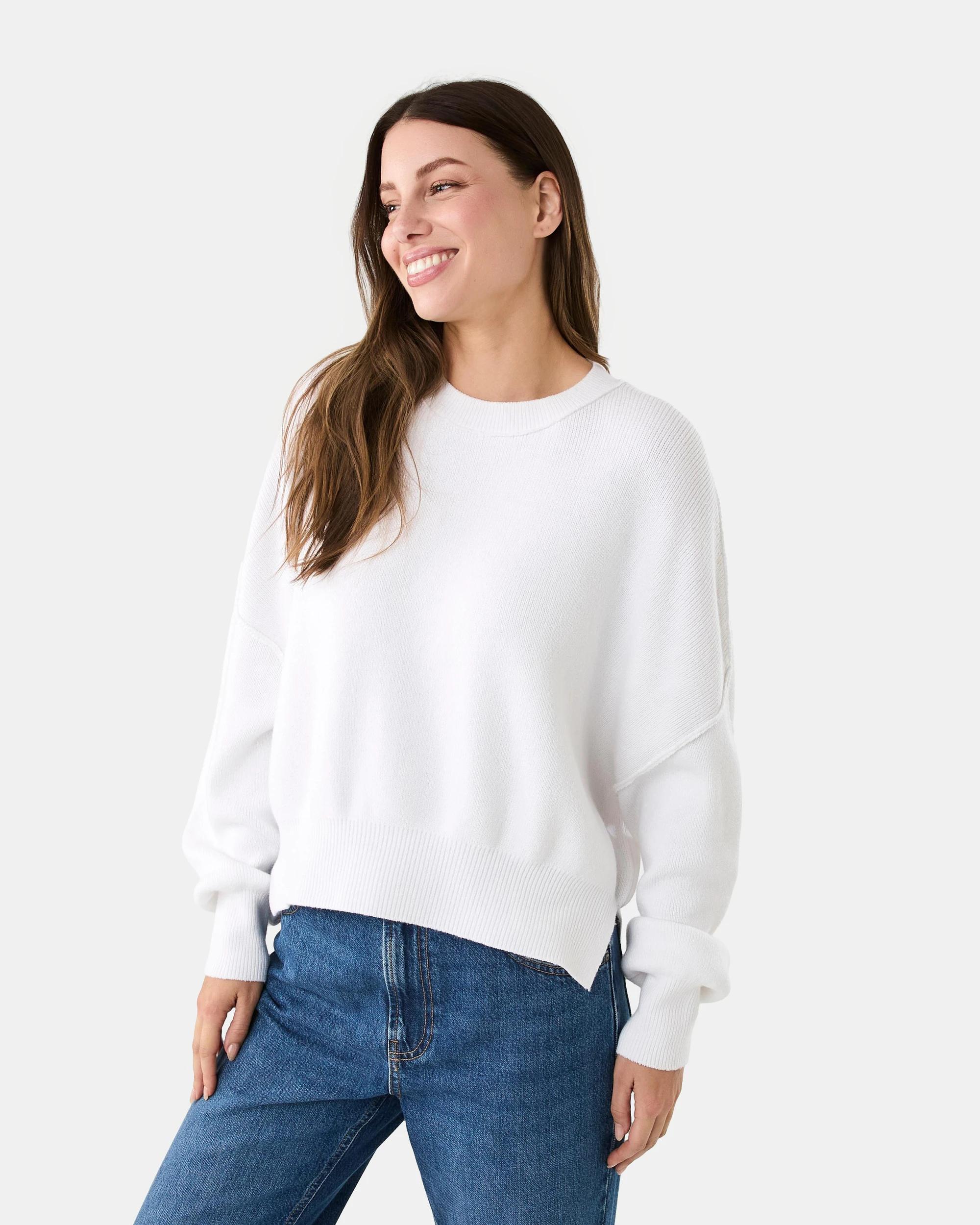 2 Oversized Crew Neck Jumper White, 2 of 7