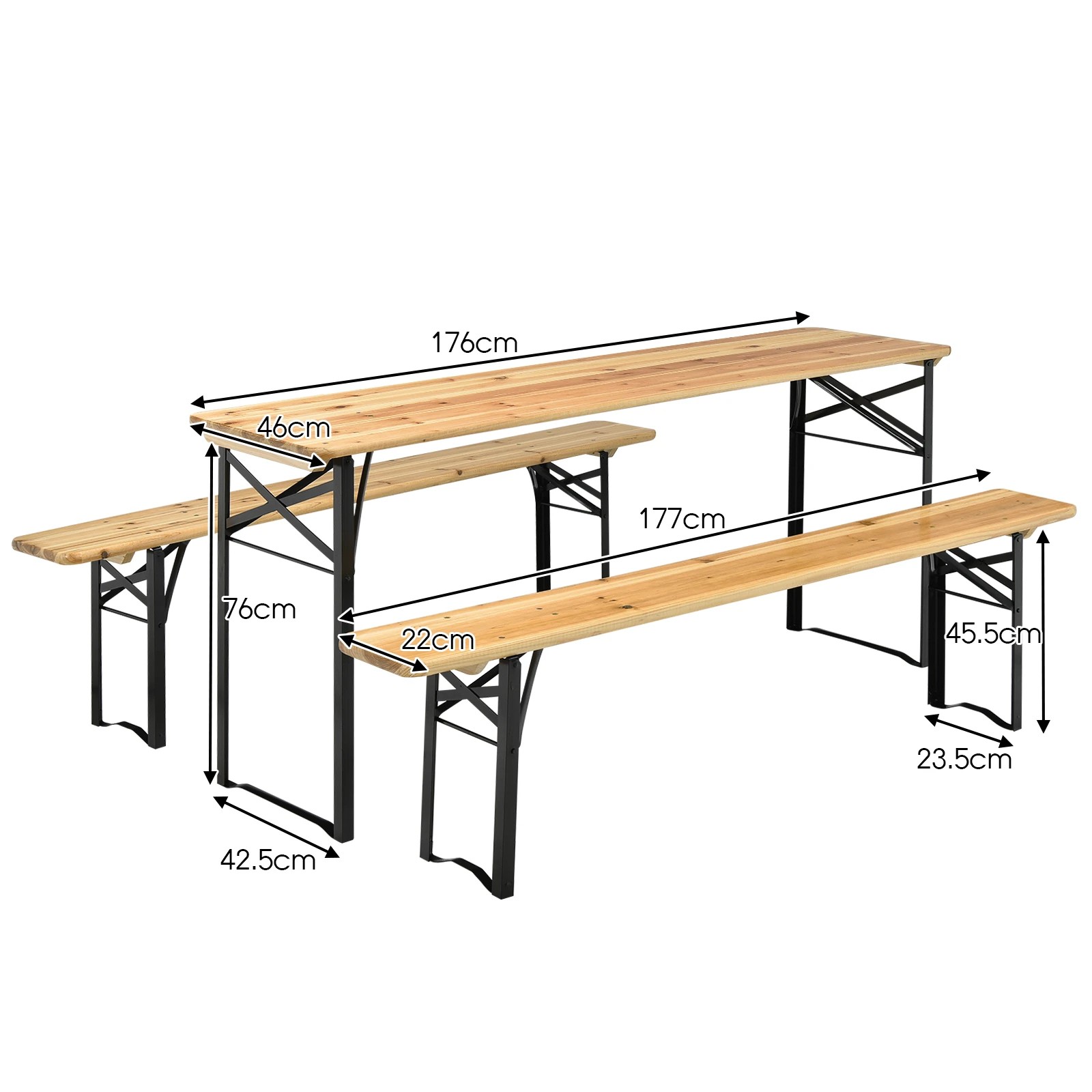 2 Costway 3pcs Outdoor Dining Table Set Garden Patio Furniture, 2 of 2