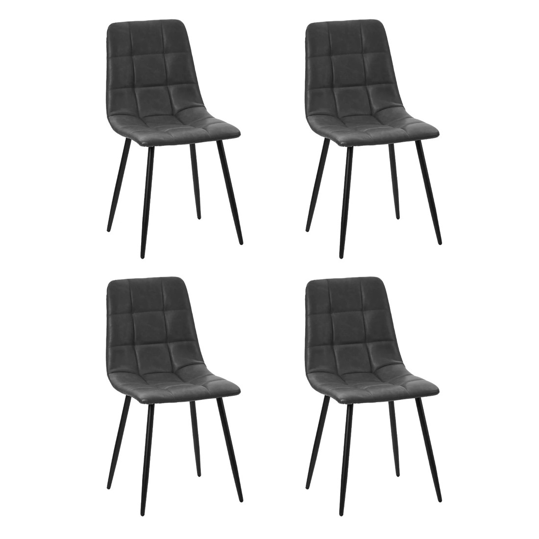1 Oikiture 4x Padded Dining Chairs Kitchen Pu Leather Seat Retro
 - Grey, 1 of 10
