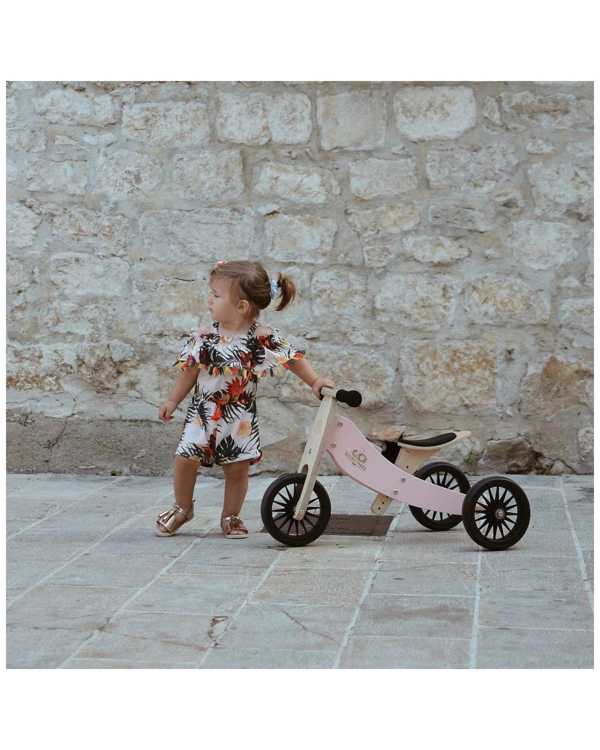 3 Kinderfeets 72cm Wood Tiny Tot Plus Balance Bike Trike Kids Ride-on Toy Rose 18m+. - Pink, 3 of 7