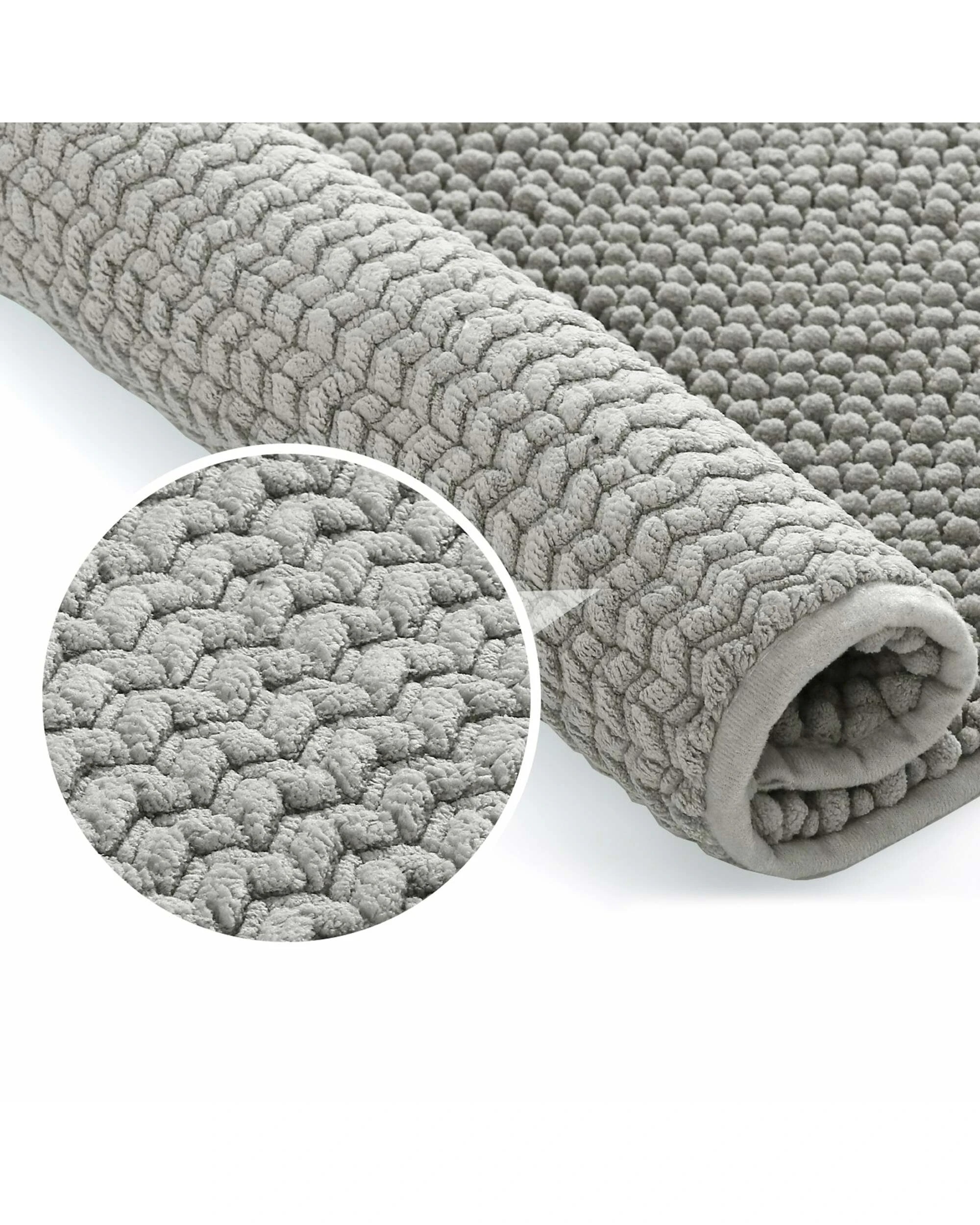 4 Smarcute Chenille Absorbent Bath Mat 2 Piece - 50x81cm & 43x61cm - Grey, 4 of 4