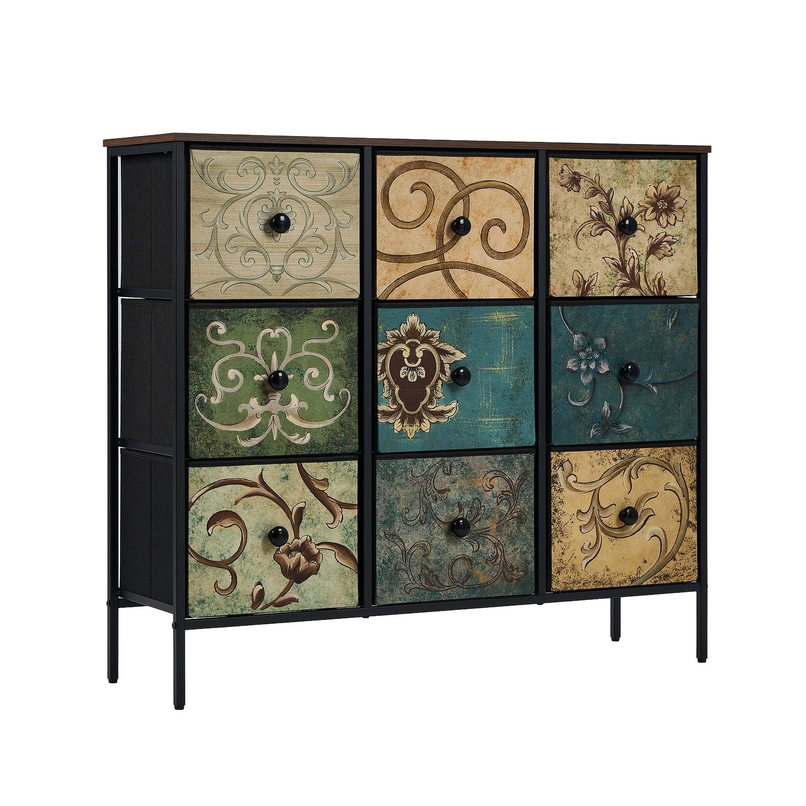 5 Oikiture 9 Chest of Drawers Fabric Storage Cabinet Retro Dresser Vintage Lowboy - Multi, 5 of 6