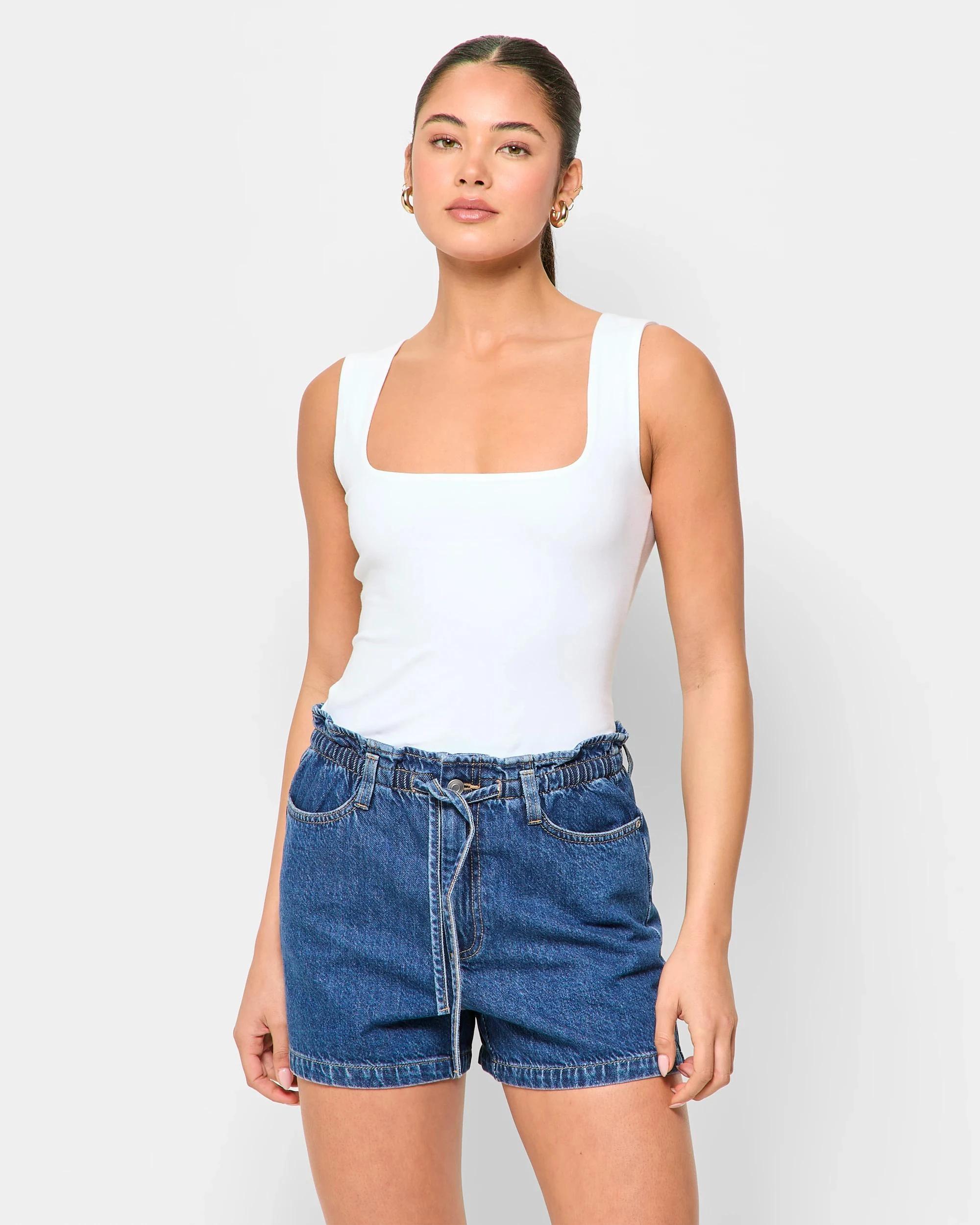 1 Denim Paperbag Shorts - Lily Loves ICONIC DARK INDIGO, 1 of 5