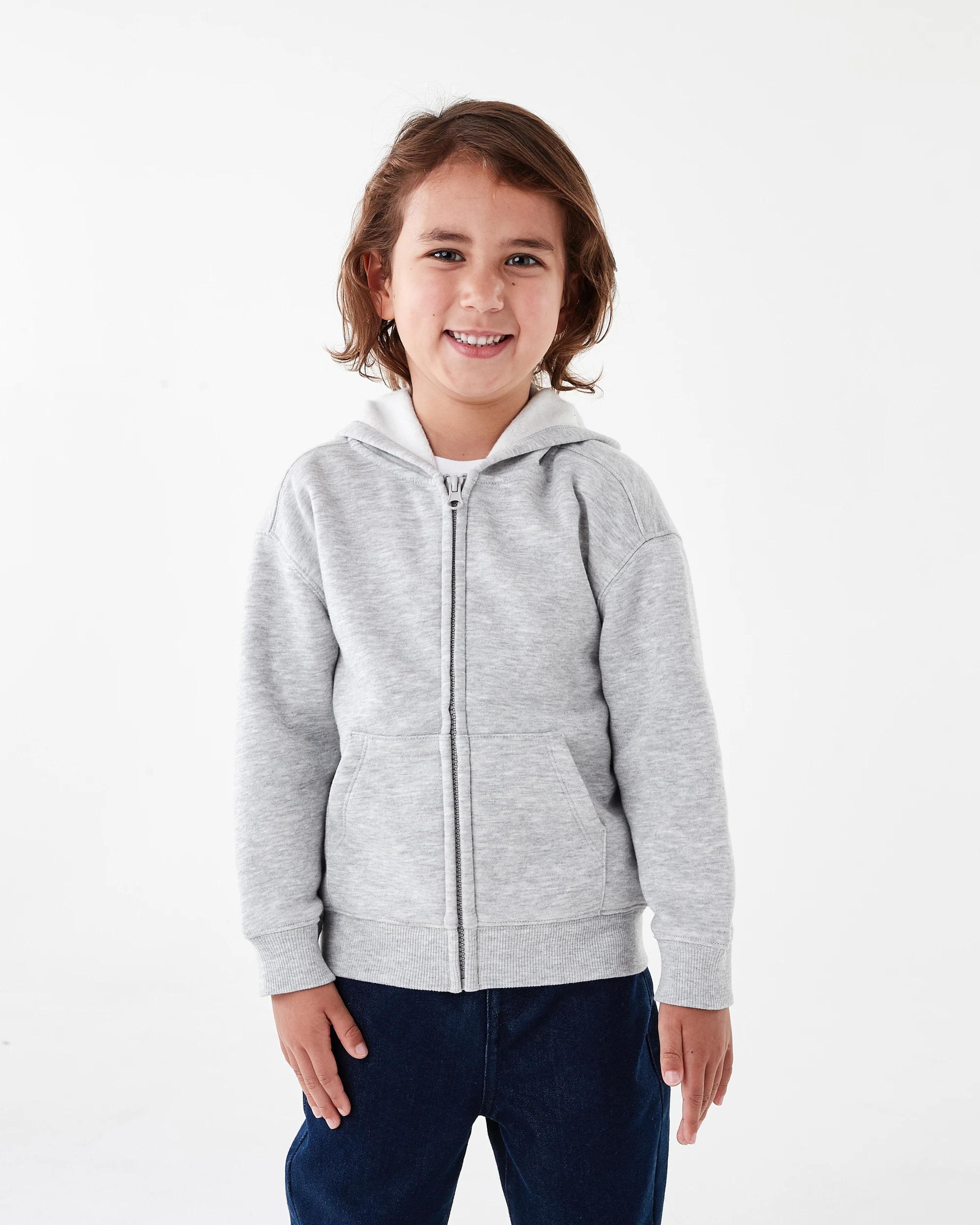 2 Plain Zip Through Hoodie Kgry Marle, 2 of 8
