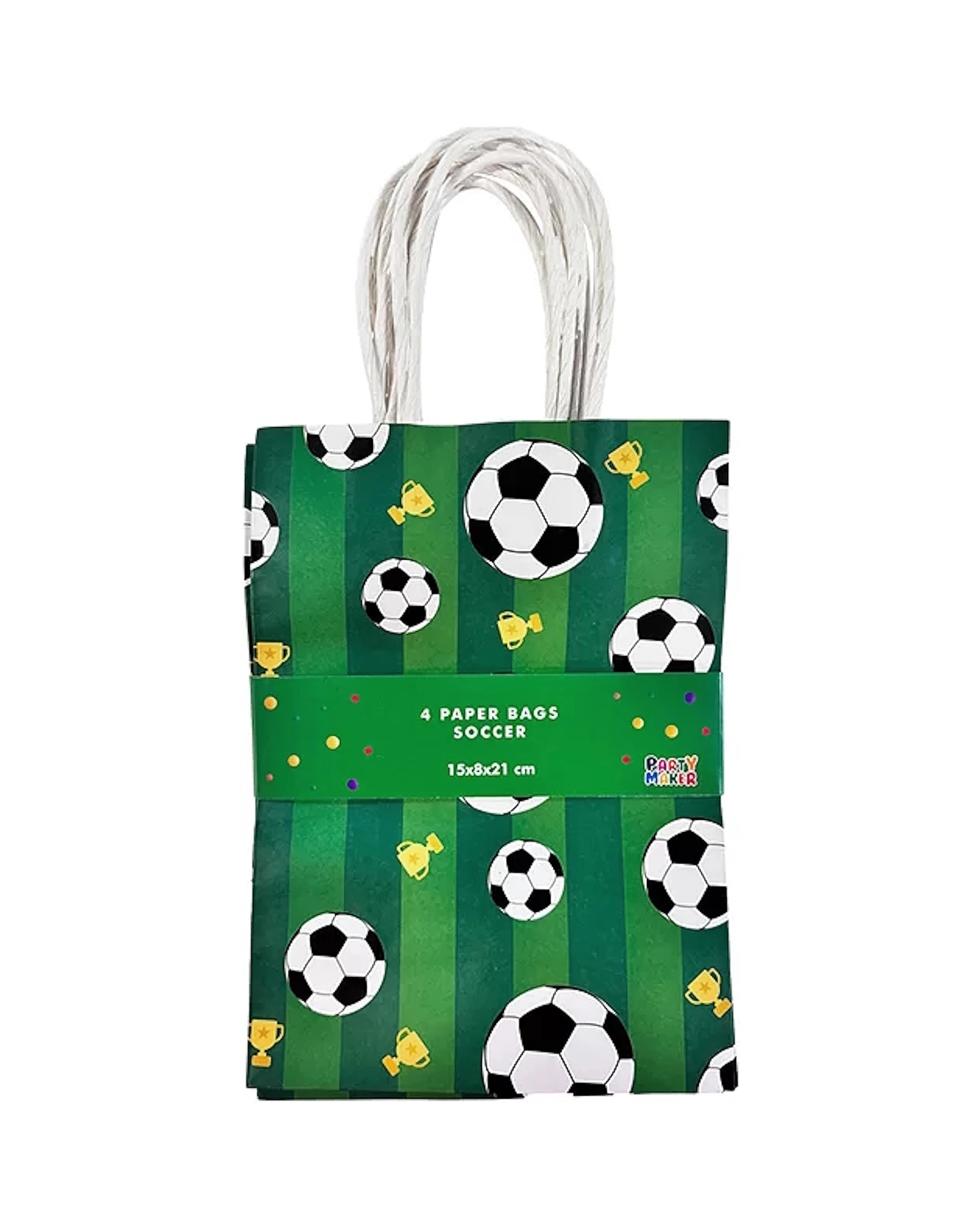 3 Partyrama Soccer Ball Paper Gift Bags Pack of 4 - Green, 3 of 3
