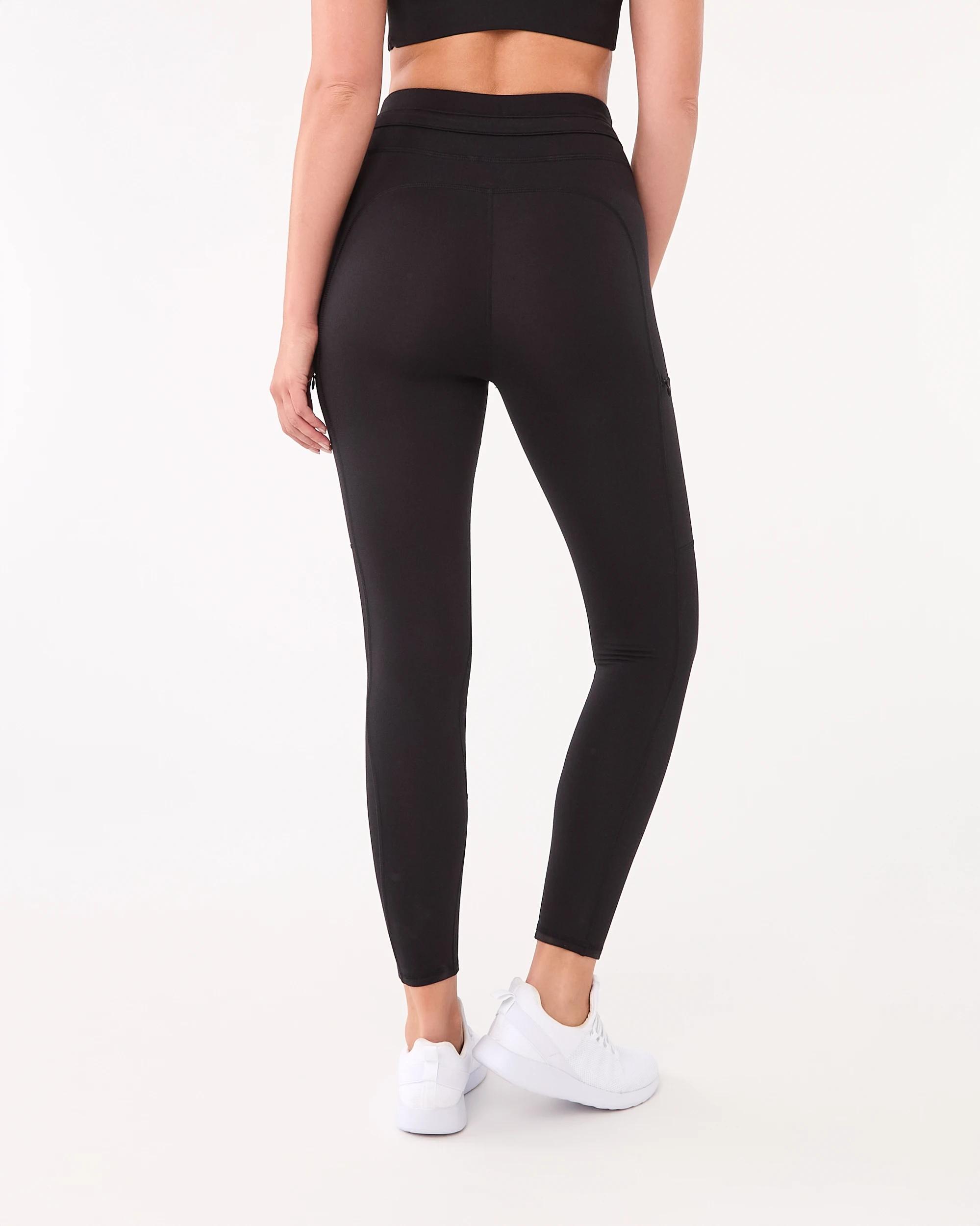 3 Active Womens Out Fleece Zip Leggings Black, 3 of 6