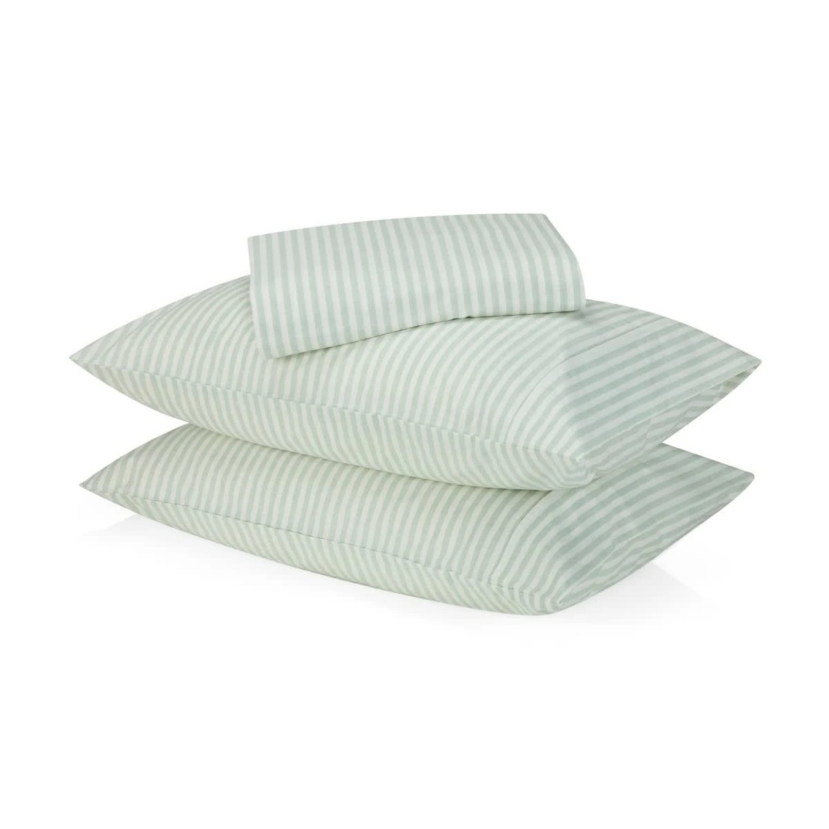 1 225 Thread Count Stripe Cotton Sheet Set - Queen Bed, Sage, 1 of 6