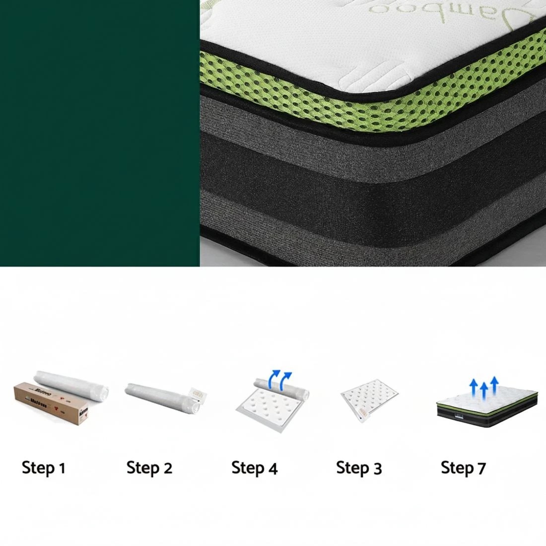 6 Giselle Mattress Cool Gel Foam 30cm Single - Single Bed - Grey, 6 of 7