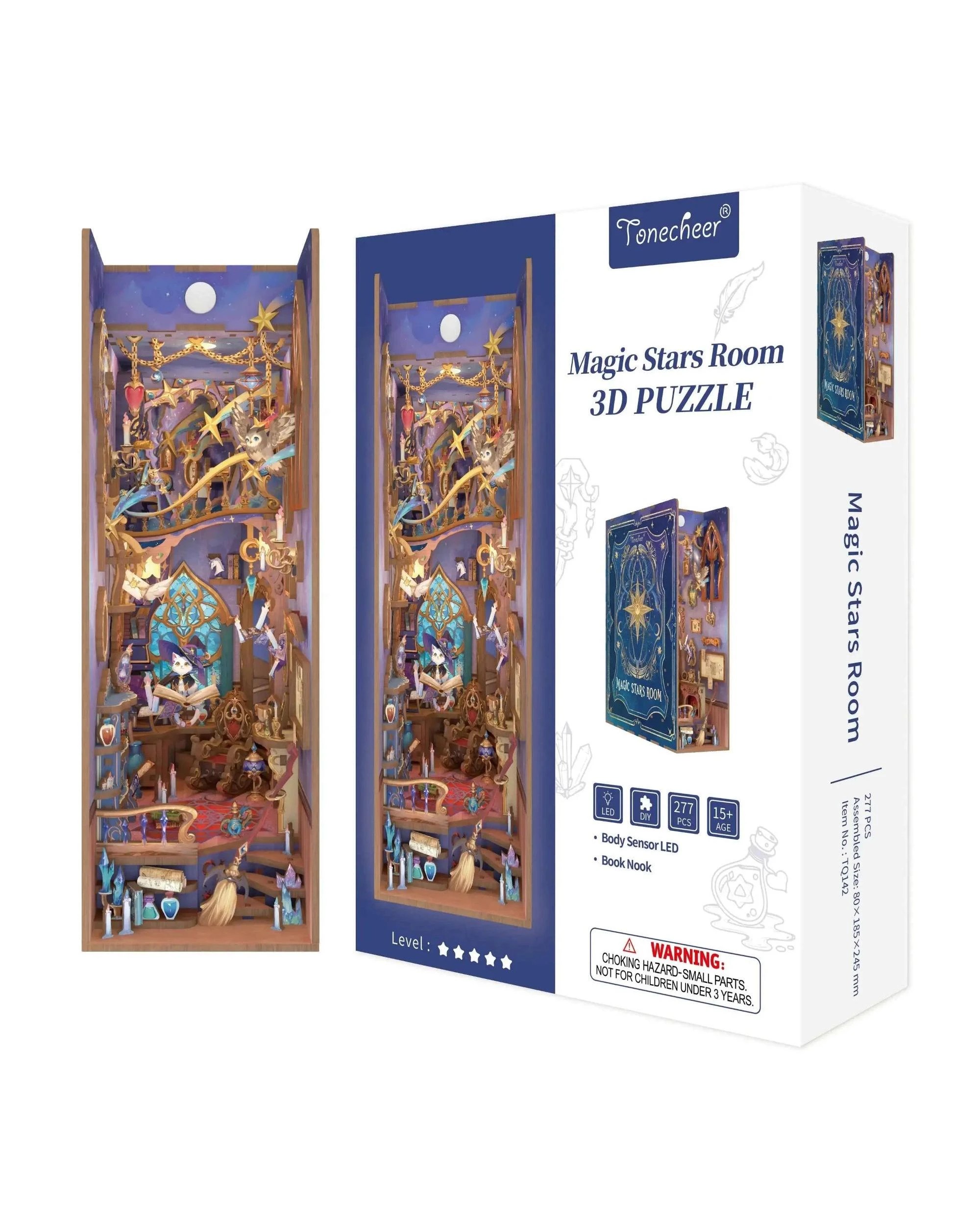 1 Tonecheer 3D Wooden Puzzle DIY Book Nook Kit - Magic Stars Room, 1 of 5