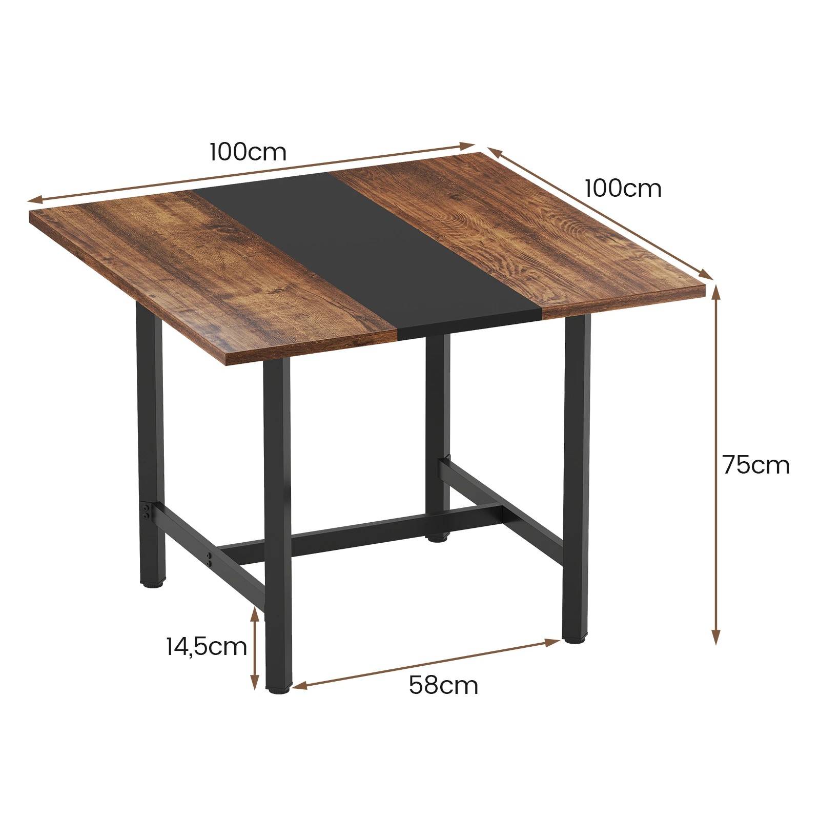 2 Costway 100cm Square Conference Table Meeting Room Seminar Table - Brown, 2 of 7