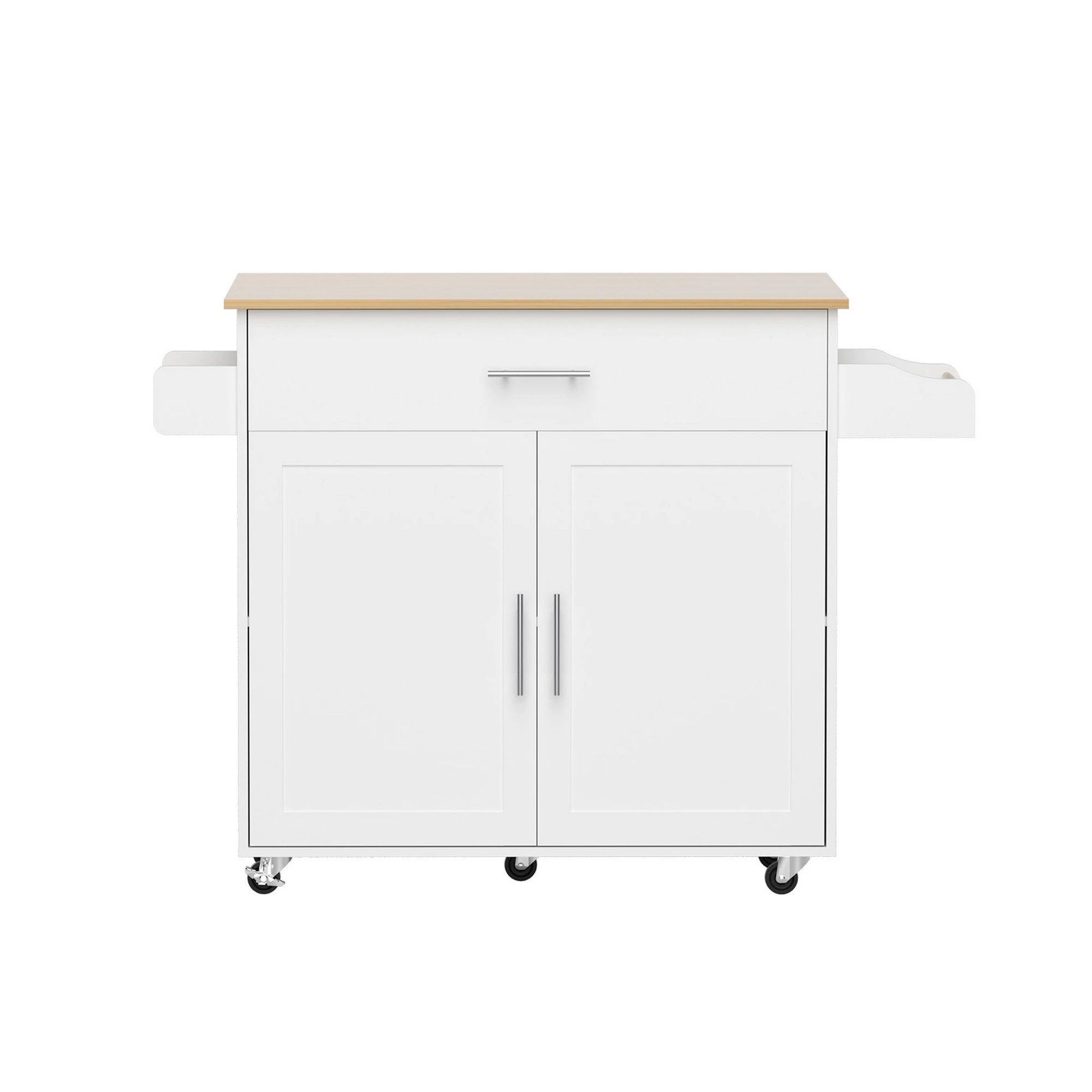 3 Artiss Kitchen Island Trolley Rolling Serving Cart Storage Drawer Cabinet 90cm - White, 3 of 9